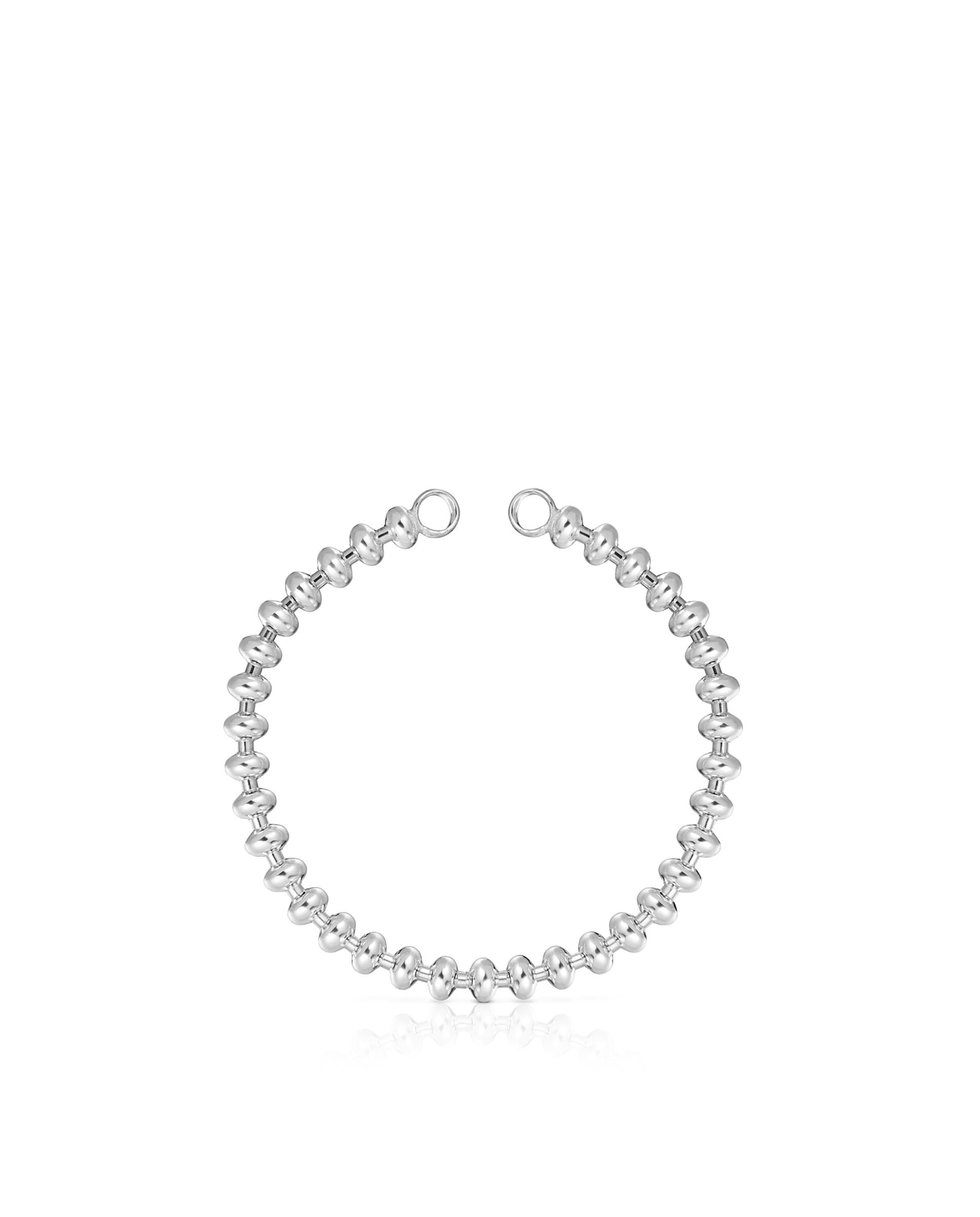 Pulseira de Corrente Hold Oval de Prata com Bolas Prateado-2