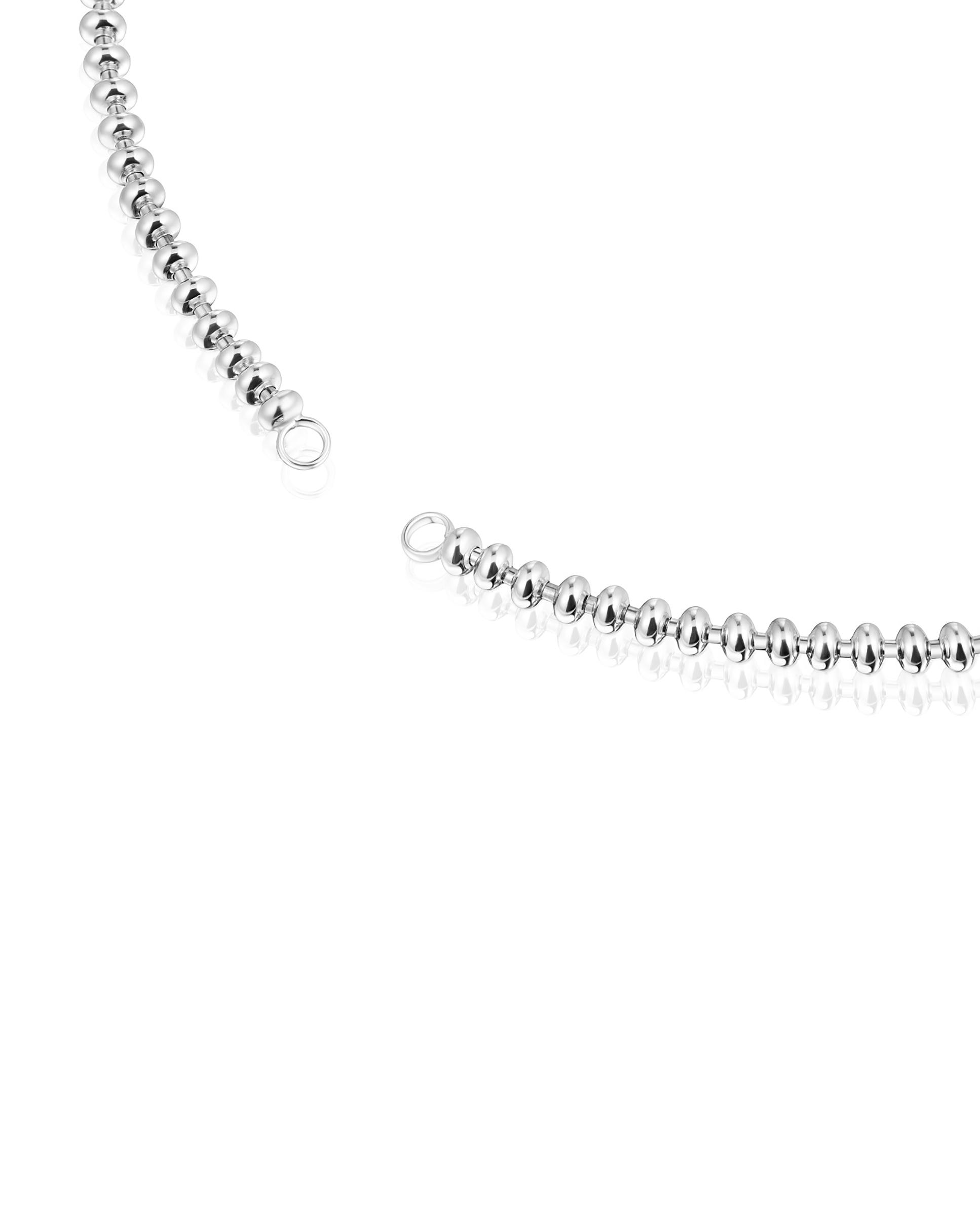 Colar Hold Oval Curto de Prata com Bolas Prateado-2