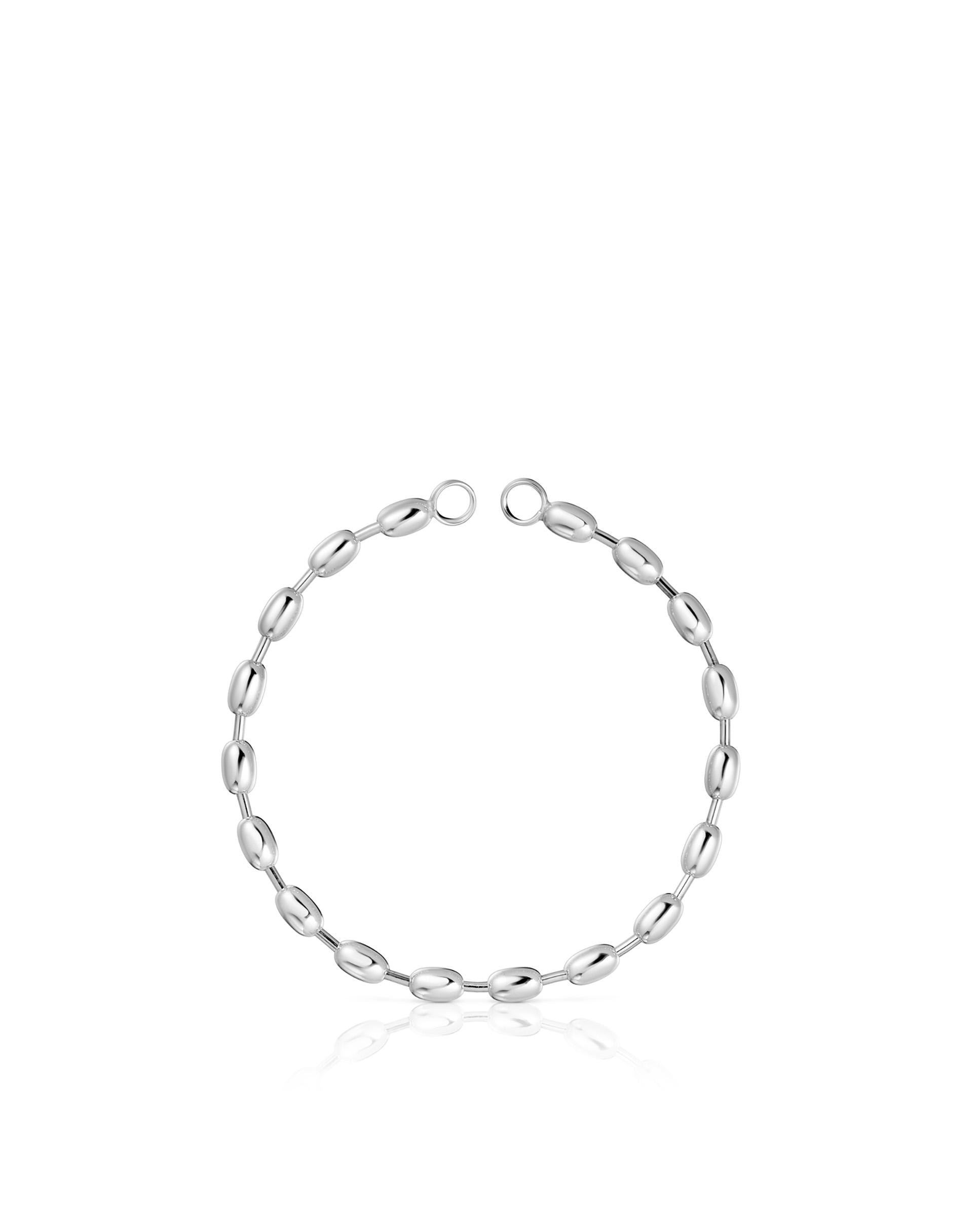 Pulseira de Corrente Hold Oval de Prata com Bolas Ovaladas Prateado-2