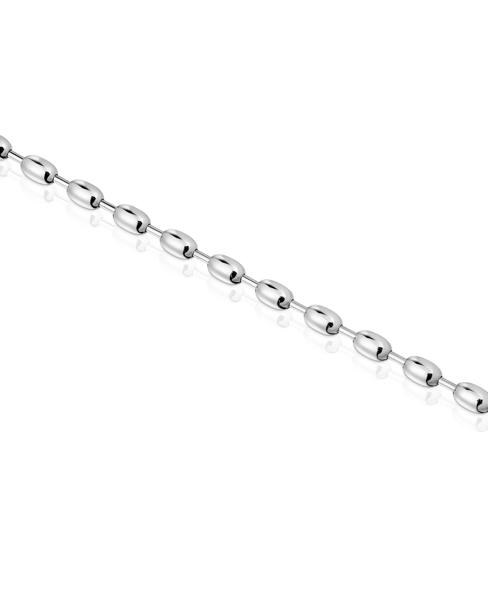 Pulseira de Corrente Hold Oval de Prata com Bolas Ovaladas Prateado-3