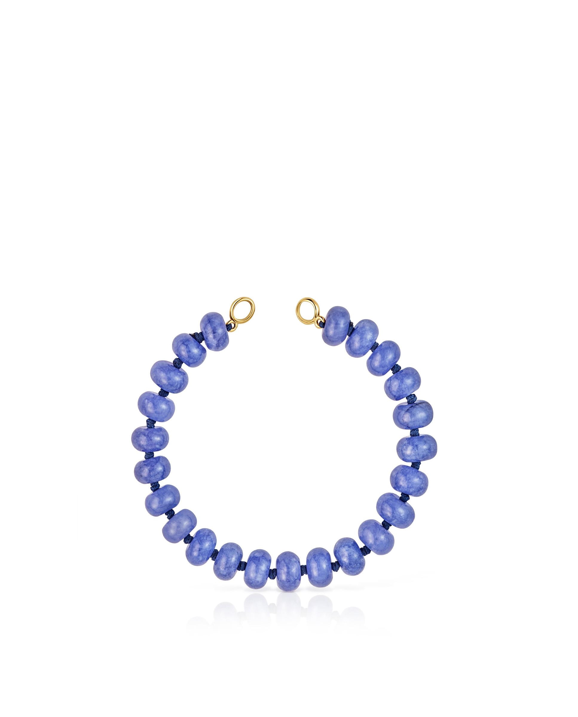 Pulseira de Corrente Hold Oval Banhada a Ouro 18 Kt Sobre Prata e Quartzo Azul Azul-2