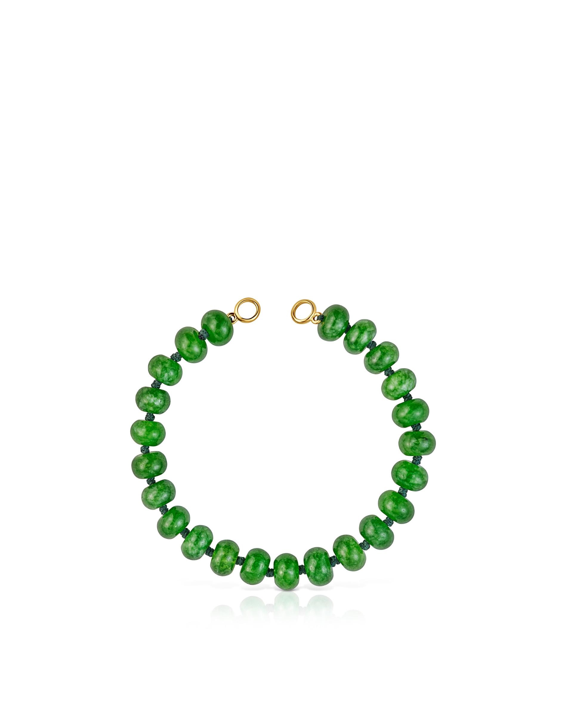 Pulseira de Corrente Hold Oval Banhada em Ouro 18 Kt Sobre Prata e Quartzo Verde Verde-2