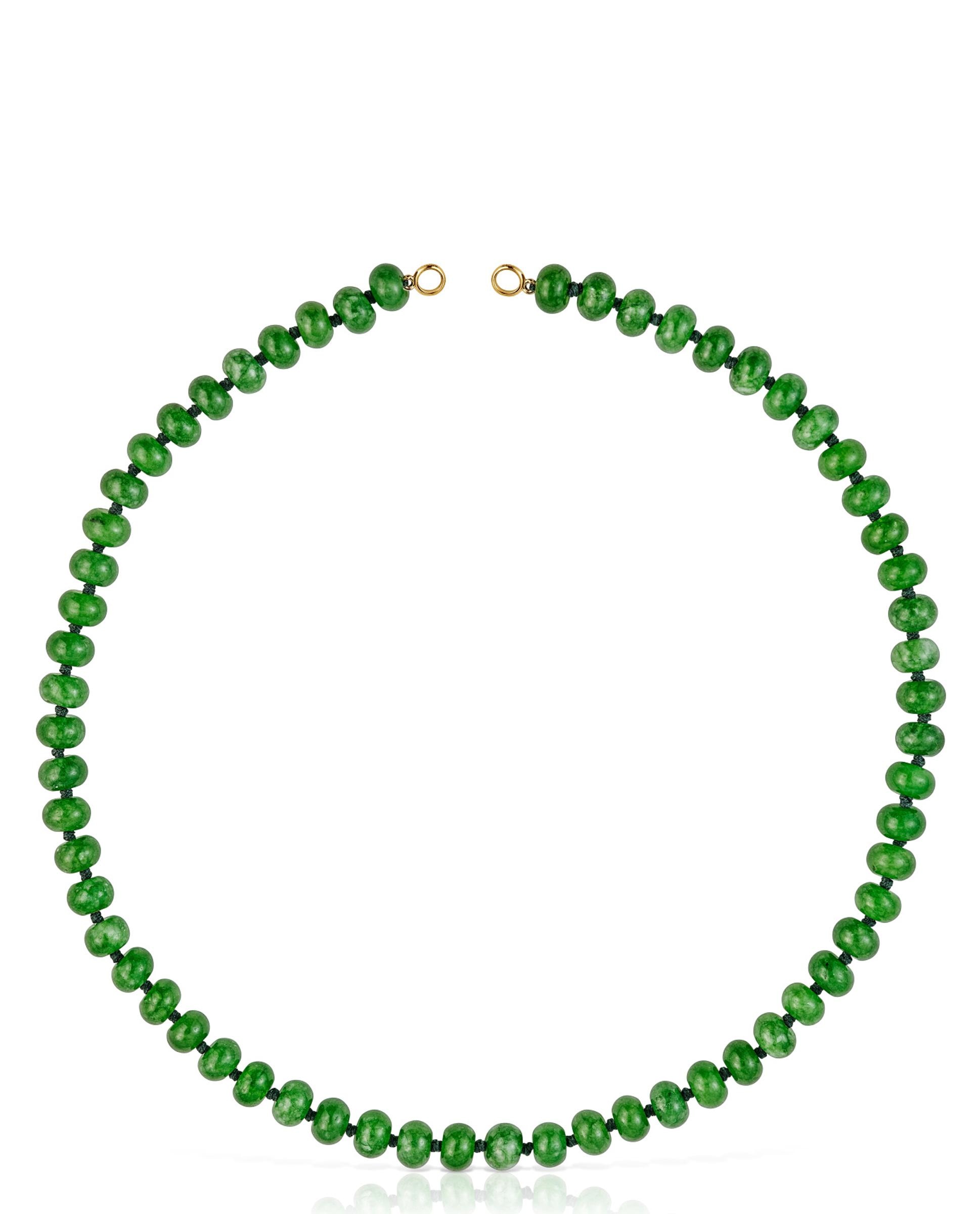 Colar Hold Oval Banhada a Ouro 18 Kt Sobre Prata e Quartzite em Verde Verde-1