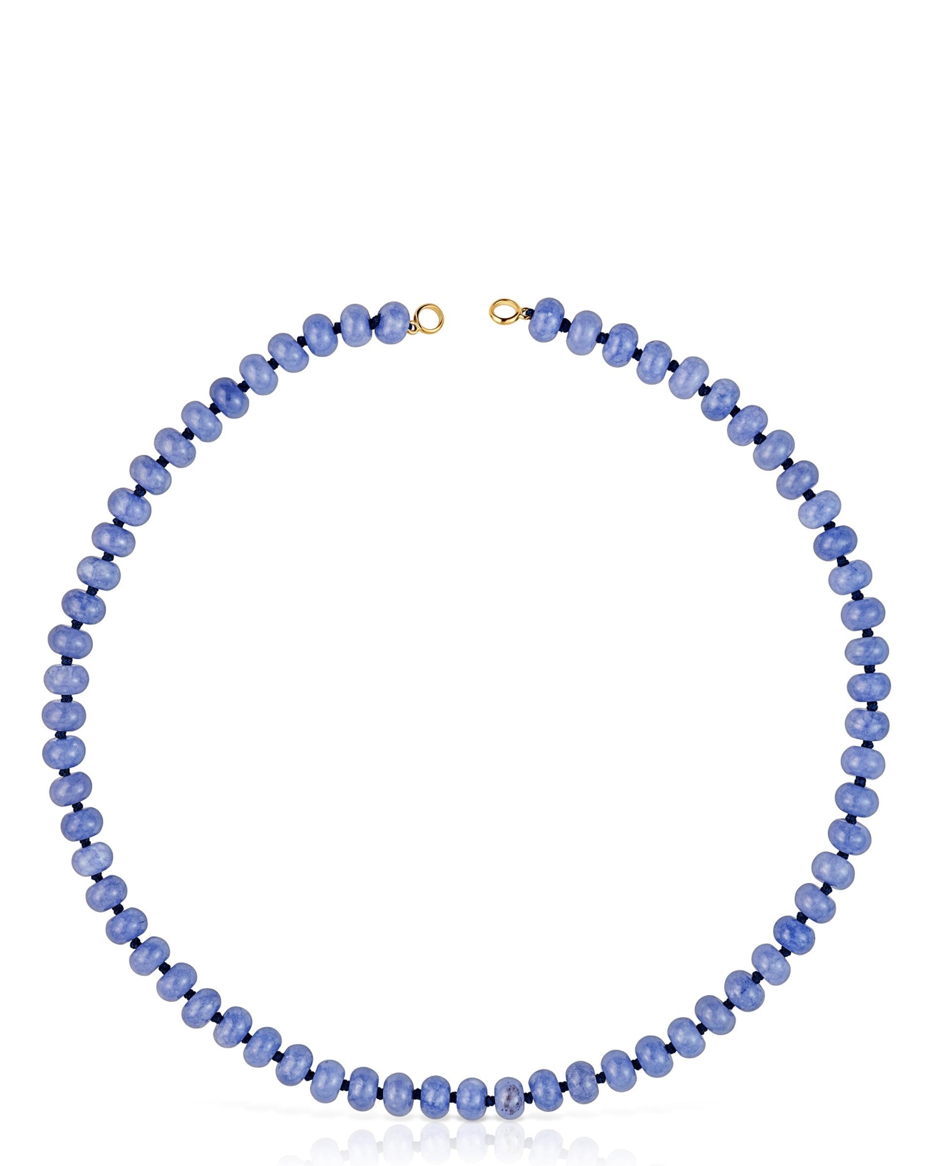 Colar Hold Oval Banhado a Ouro 18 Kt Sobre Prata e Quartzite Azul Azul-1