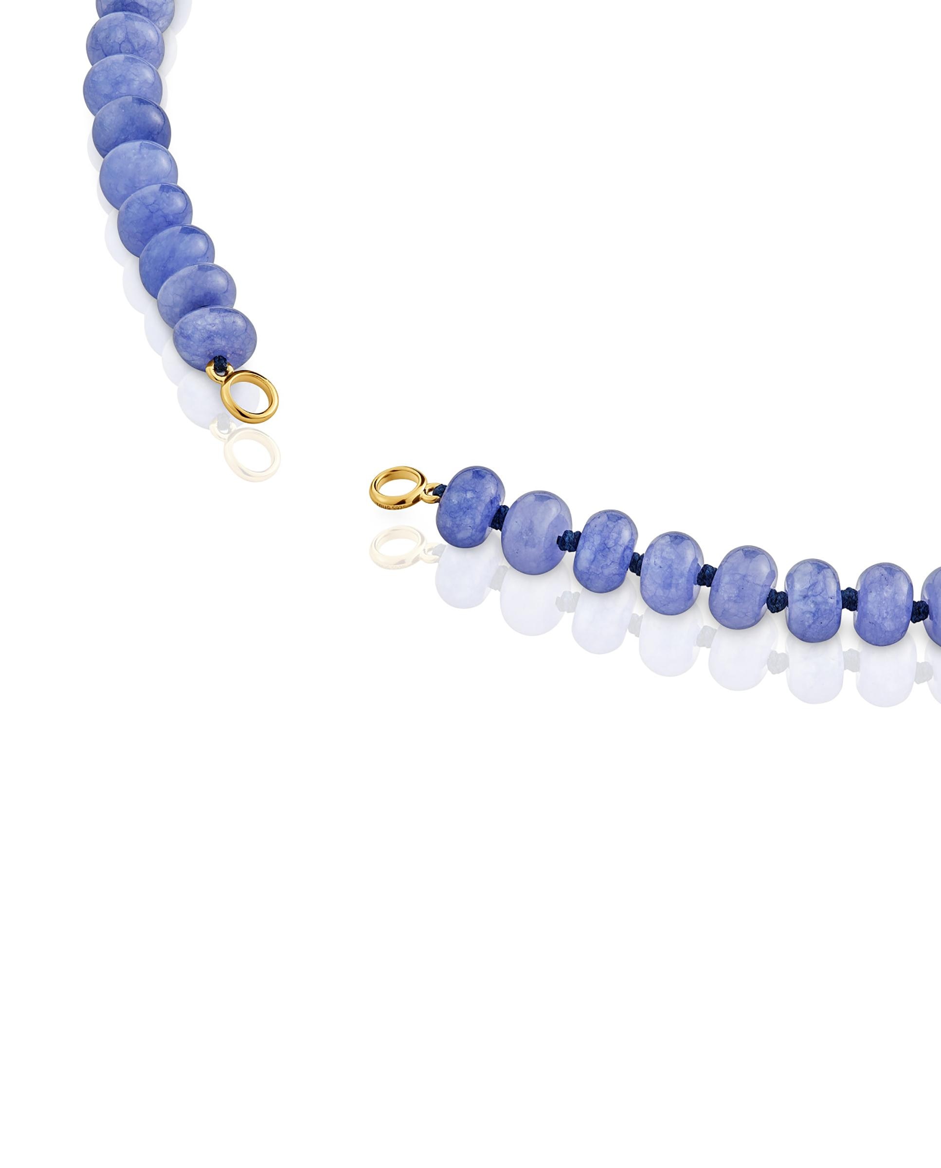Colar Hold Oval Banhado a Ouro 18 Kt Sobre Prata e Quartzite Azul Azul-2