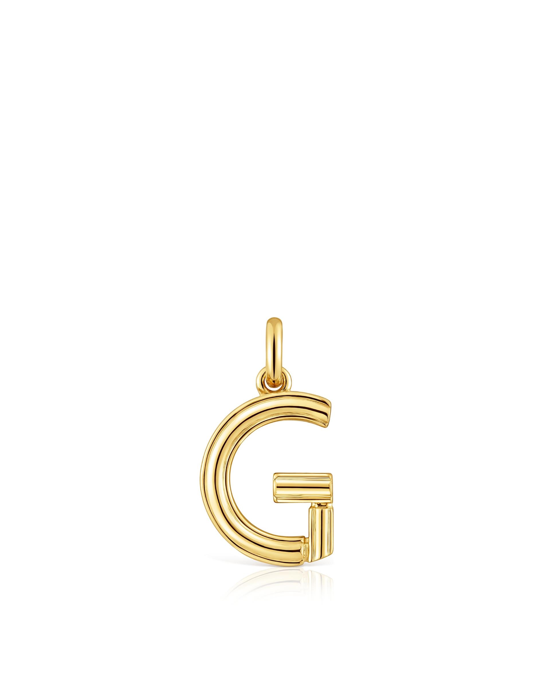 Pendentes Alphabet Médio Letra G Banhado em Ouro 18 Kt Sobre Prata Dourado-1