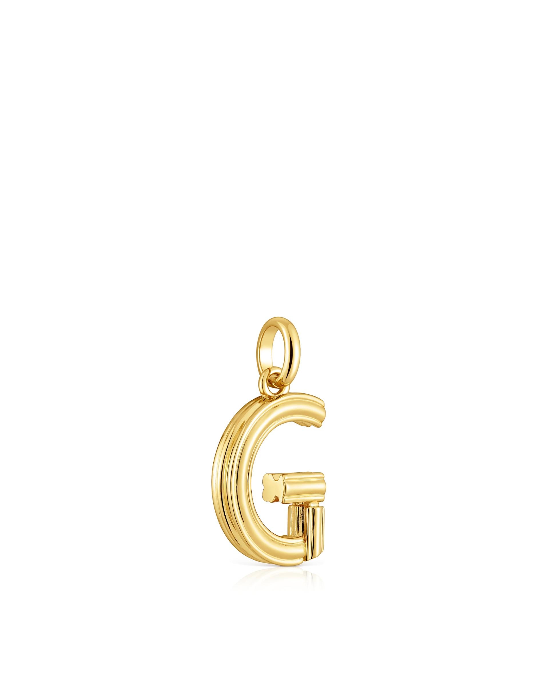 Pendentes Alphabet Médio Letra G Banhado em Ouro 18 Kt Sobre Prata Dourado-2