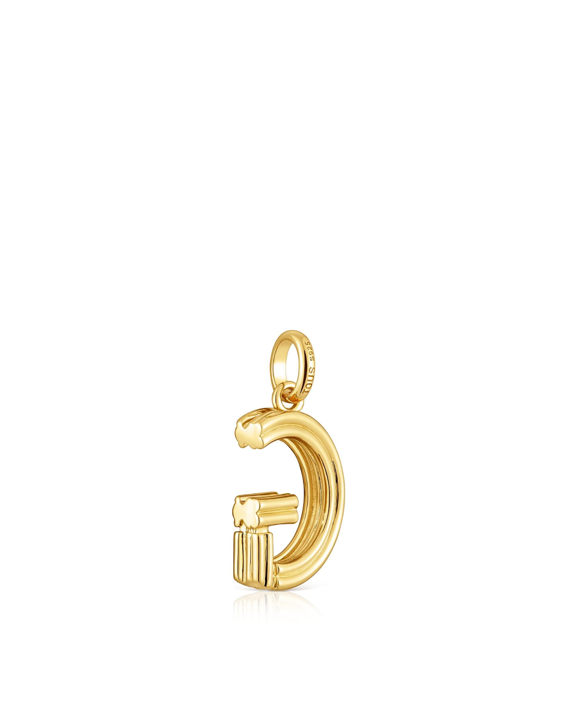 Pendentes Alphabet Médio Letra G Banhado em Ouro 18 Kt Sobre Prata Dourado-3