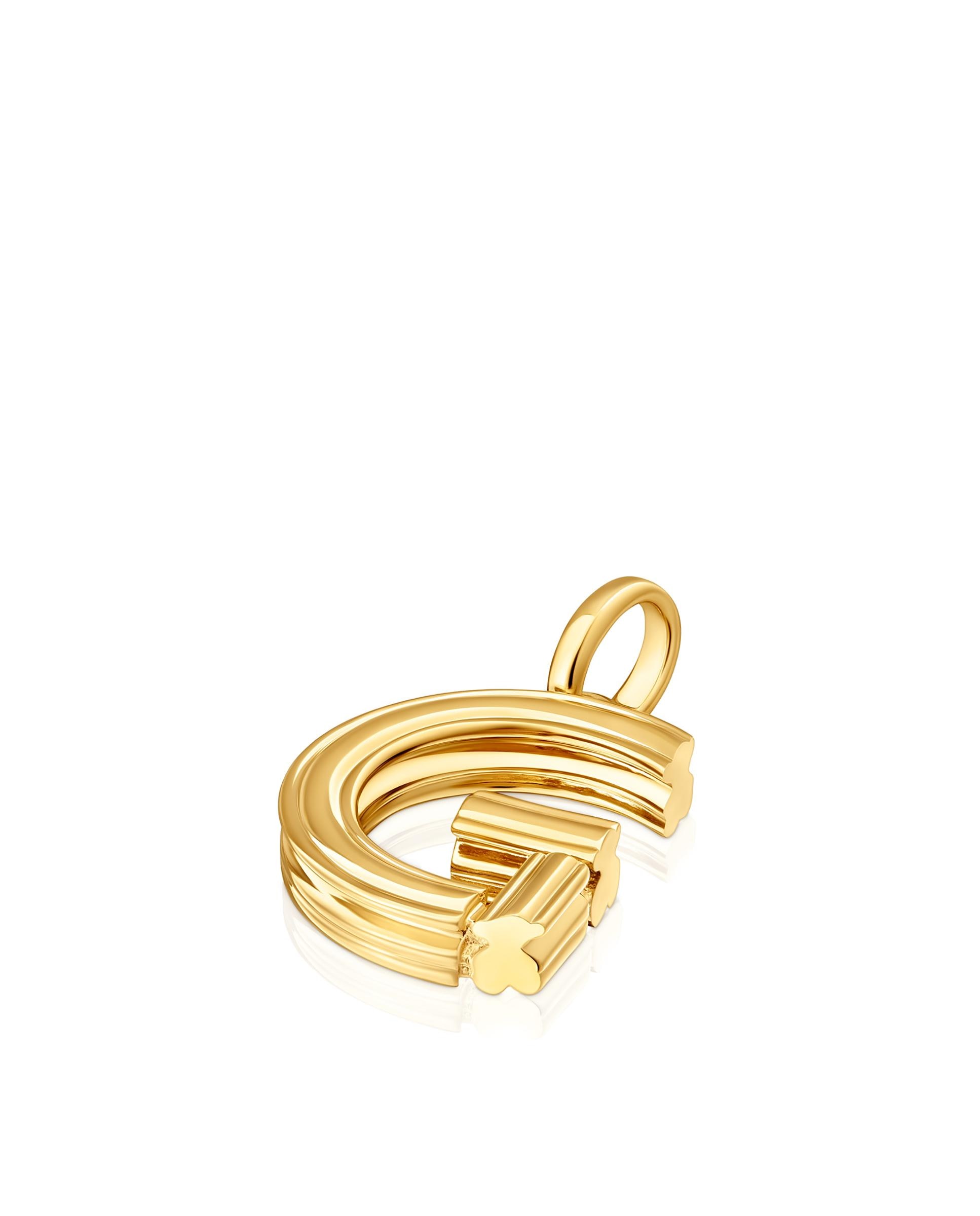 Pendentes Alphabet Médio Letra G Banhado em Ouro 18 Kt Sobre Prata Dourado-4