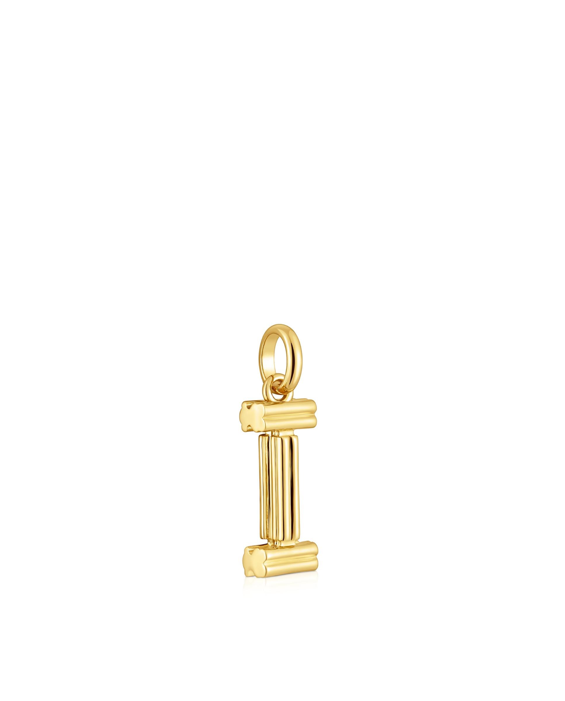 Pendentes Alphabet Médio Letra I Banhado em Ouro 18 Kt Sobre Prata Dourado-2