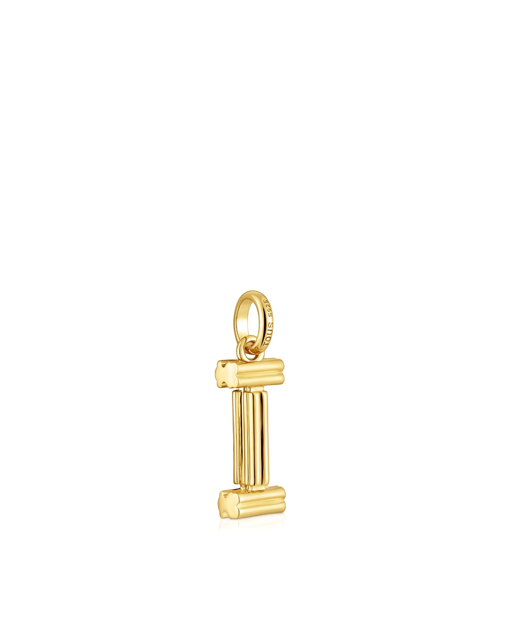 Pendentes Alphabet Médio Letra I Banhado em Ouro 18 Kt Sobre Prata Dourado-3