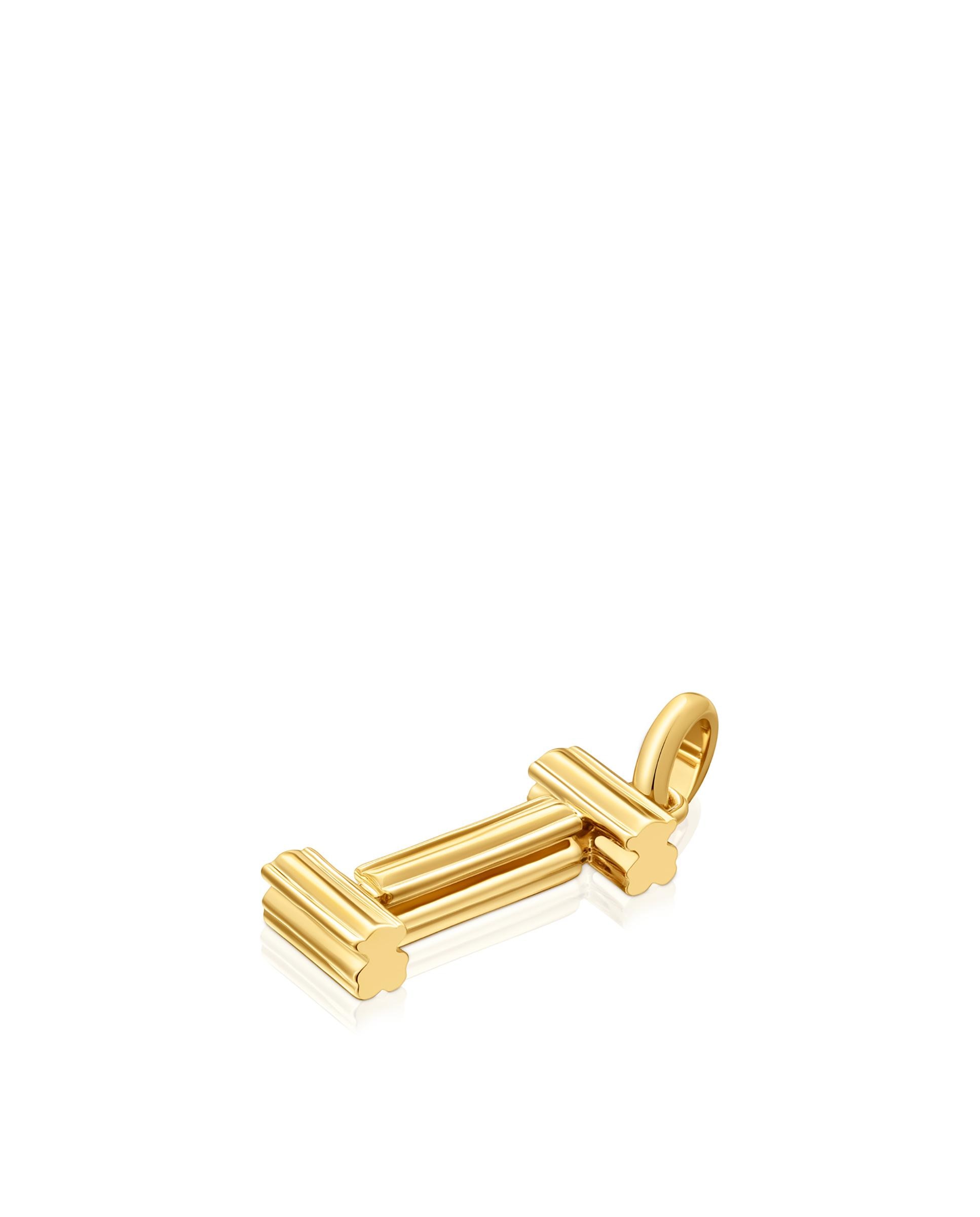 Pendentes Alphabet Médio Letra I Banhado em Ouro 18 Kt Sobre Prata Dourado-4