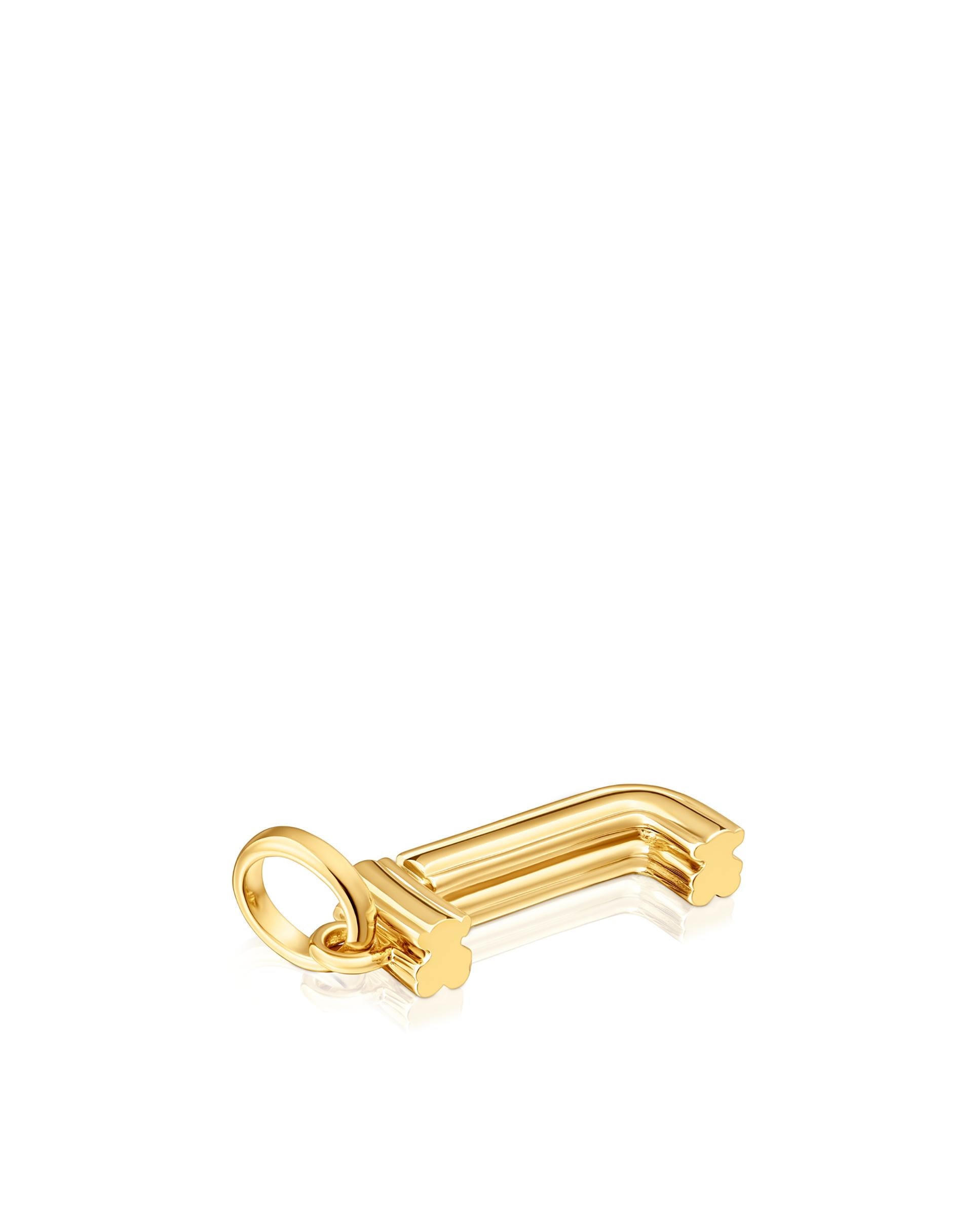 Pendente Alphabet Médio Letra J Banhado em Ouro 18 Kt Sobre Prata Dourado-4