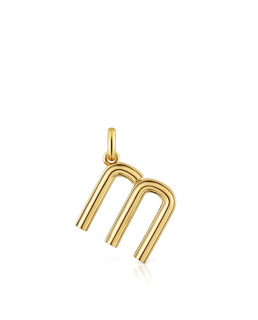 Imagen 0 de Colgante Alphabet mediano letra M bañado en oro 18 kt sobre plata
