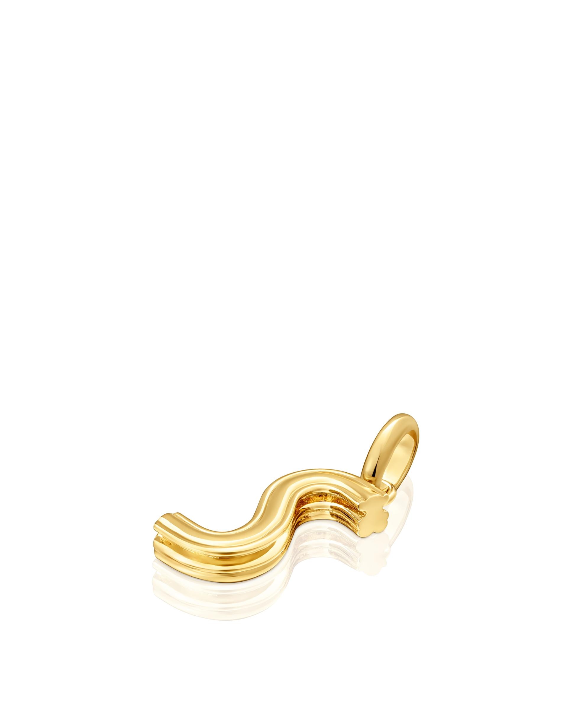 Pendente Alphabet Médio Letra S Banhado em Ouro 18 Kt Sobre Prata Dourado-4