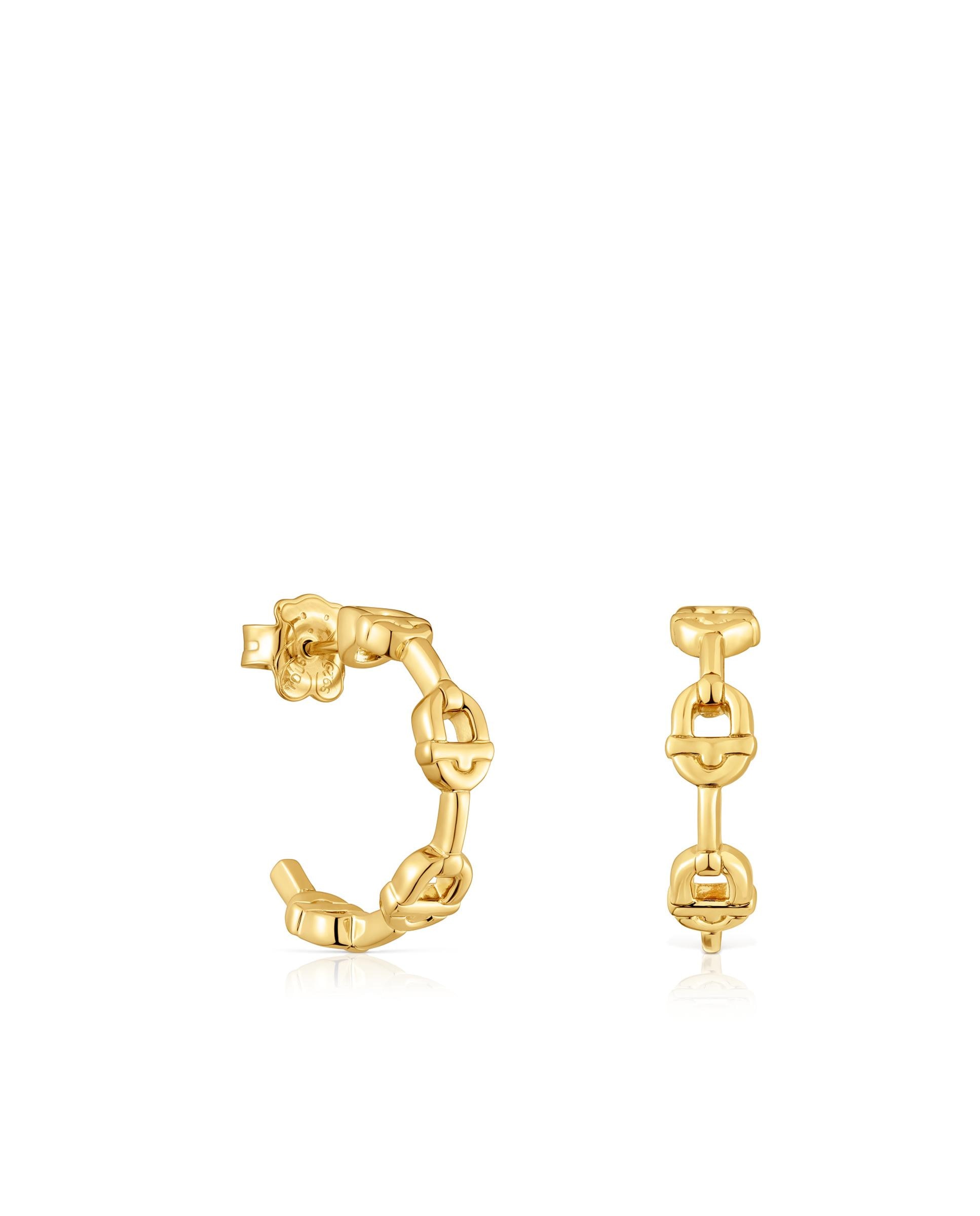 Brincos de Aro Manifesto com Logo Banhados a Ouro 18 Kt em Prata Dourado-1