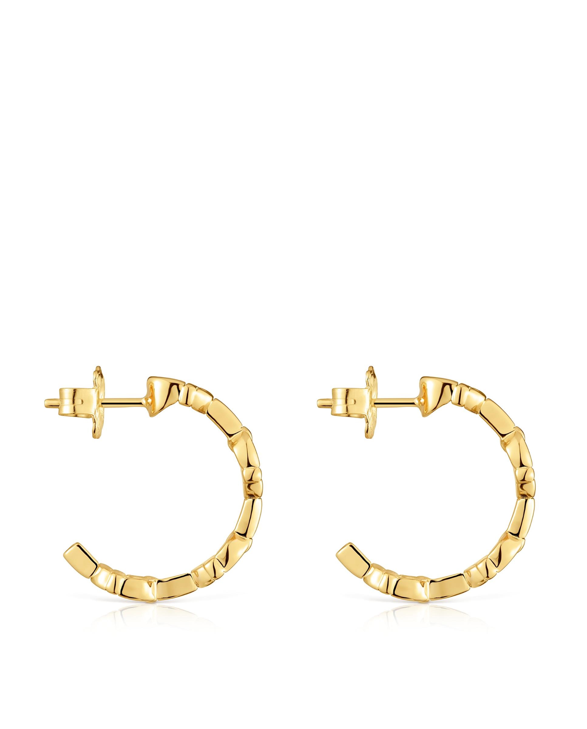 Brincos de Aro Manifesto com Logo Banhados a Ouro 18 Kt em Prata Dourado-2