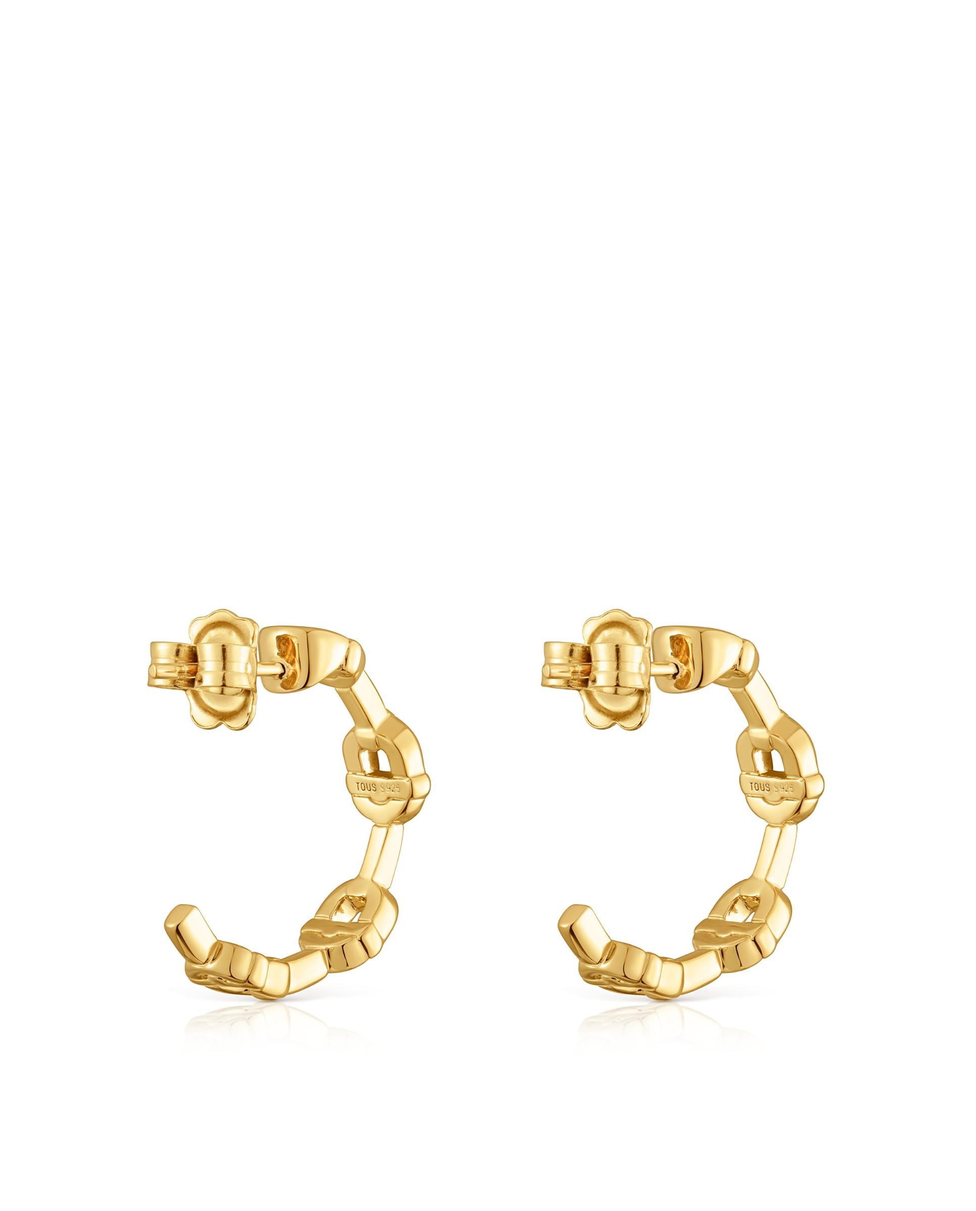 Brincos de Aro Manifesto com Logo Banhados a Ouro 18 Kt em Prata Dourado-3