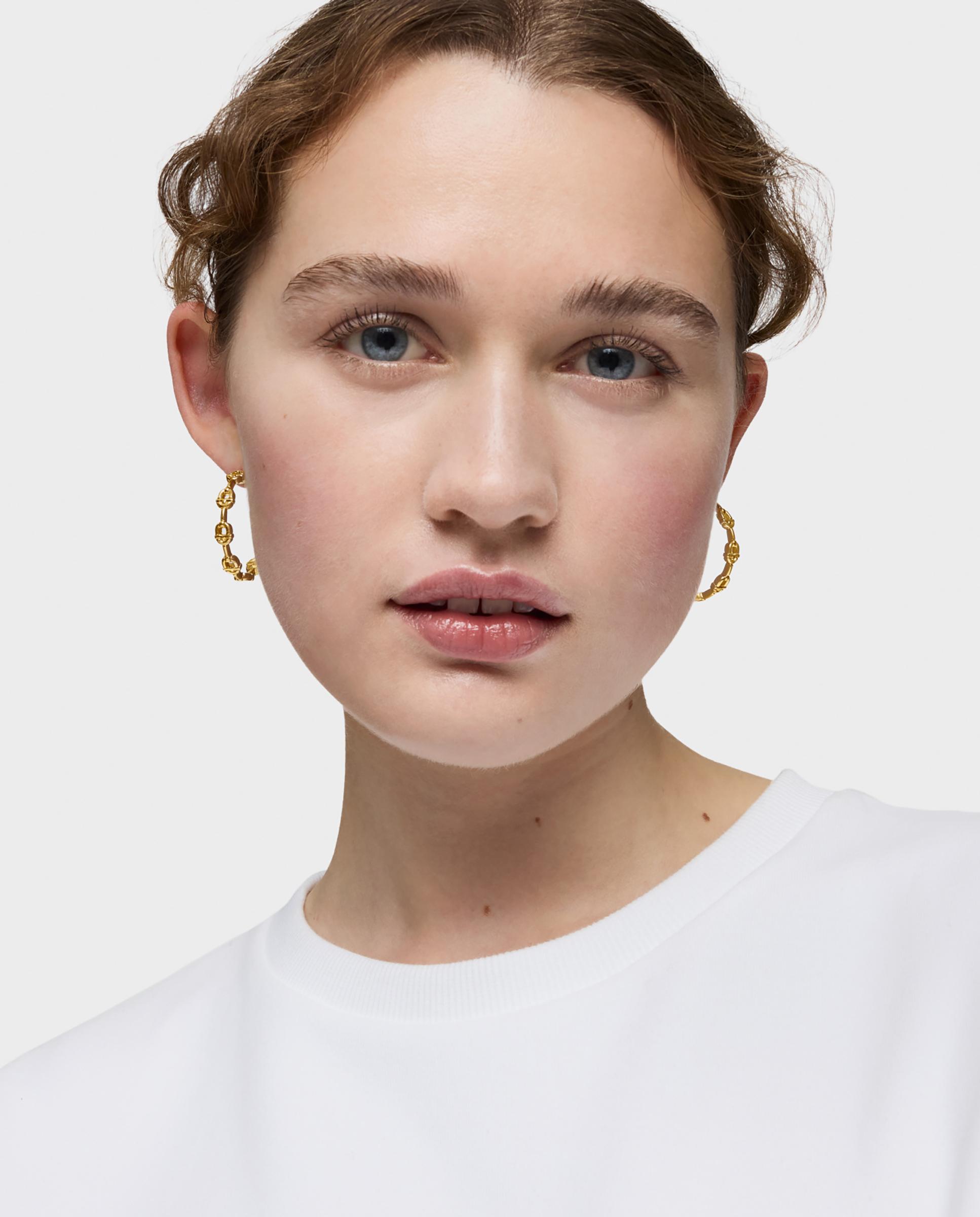 Pendientes de aro manifesto logo bañados en oro 18 kt sobre plata - Tous - Dorado Dorado-3