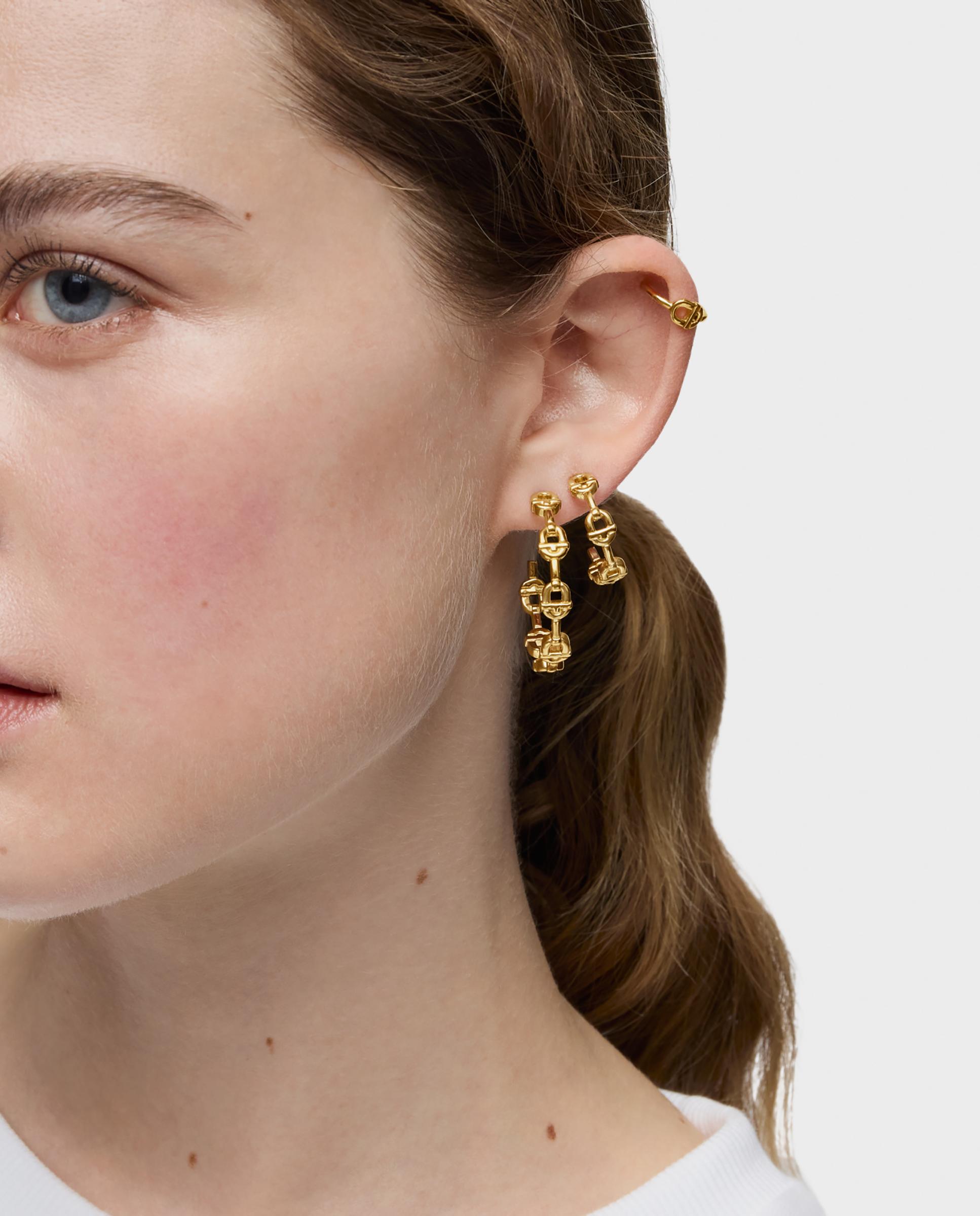 Pendientes de aro manifesto logo bañados en oro 18 kt sobre plata - Tous - Dorado Dorado-4