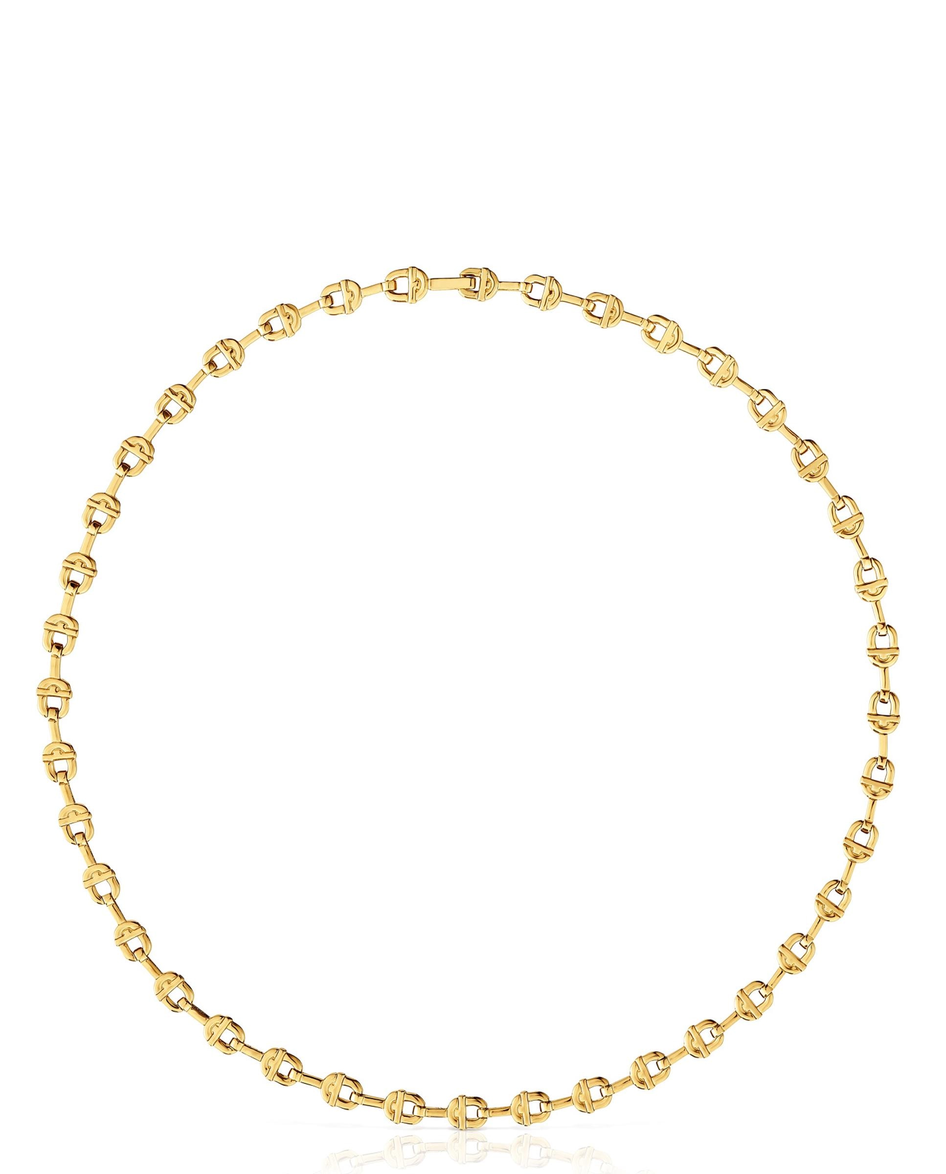 Colar Manifesto Curto com Logo Banhado a Ouro 18 Kt Sobre Prata Dourado-1