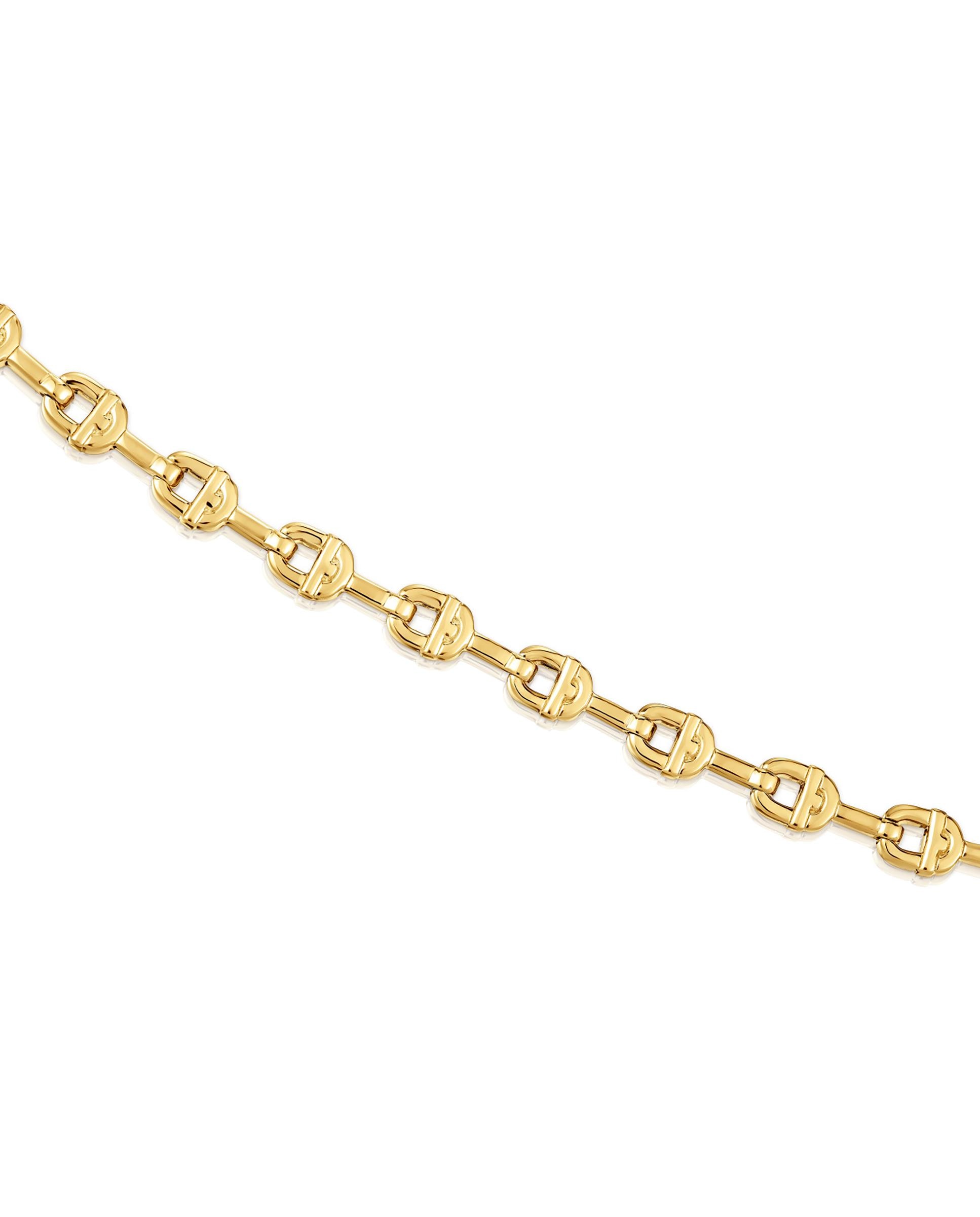 Colar Manifesto Curto com Logo Banhado a Ouro 18 Kt Sobre Prata Dourado-2