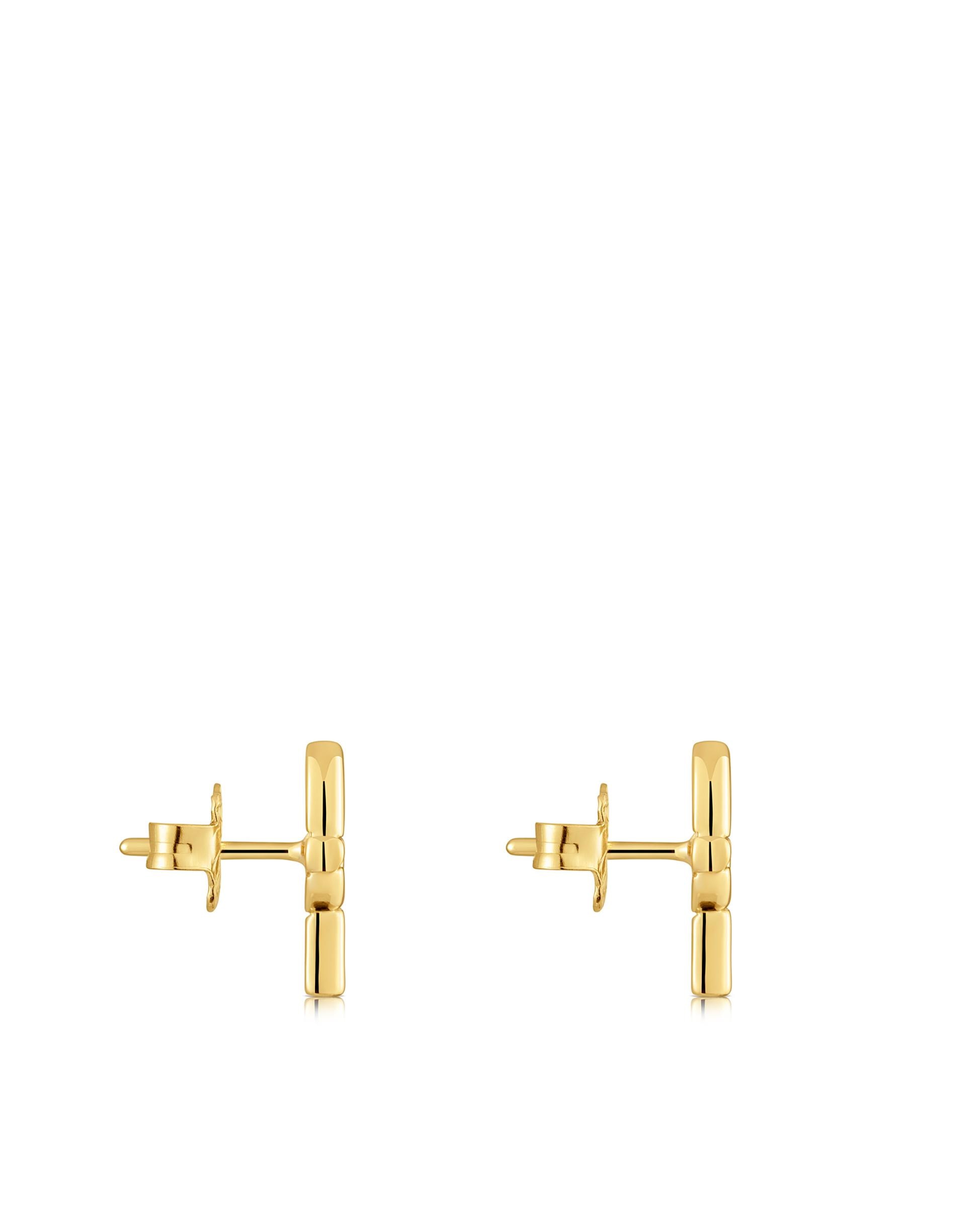 Brincos Manifesto Pequenos Banhados em Ouro 18 Kt Sobre Prata Dourado-2