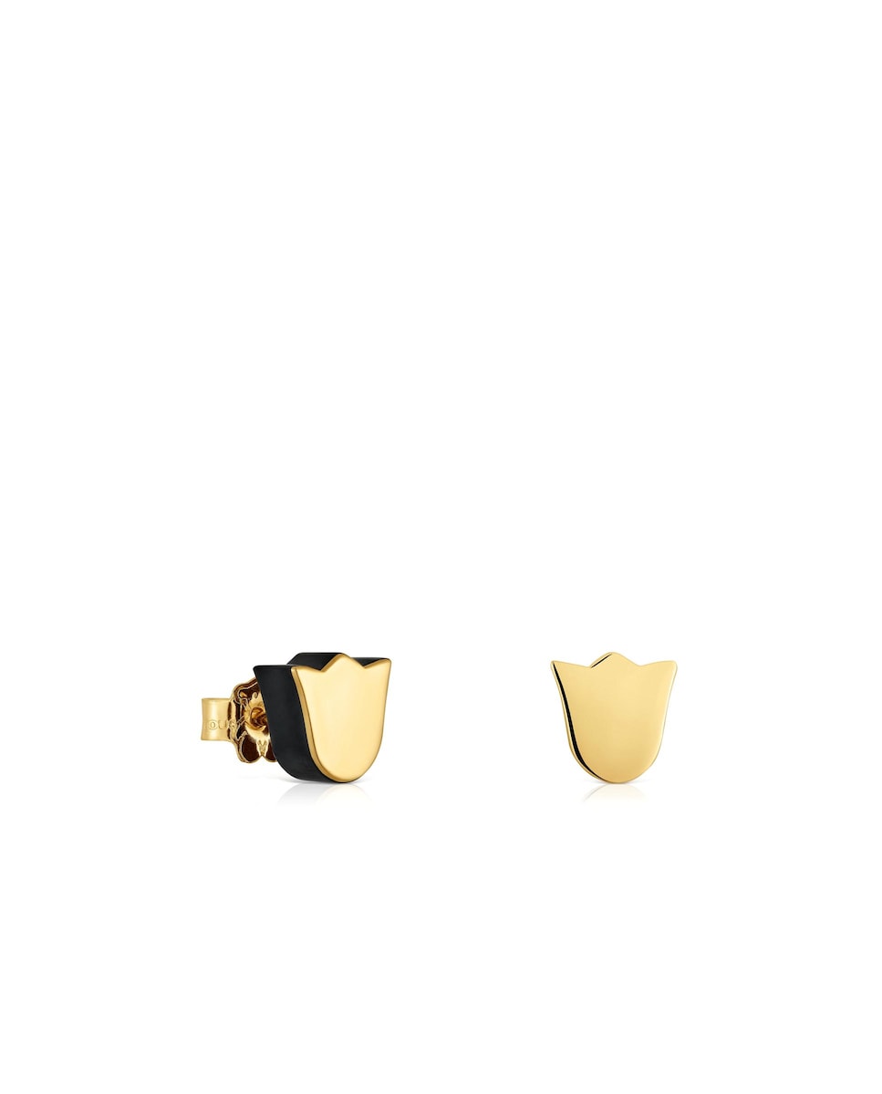 Pendientes Tous 1950 tulipa de oro y ónix Negro-1