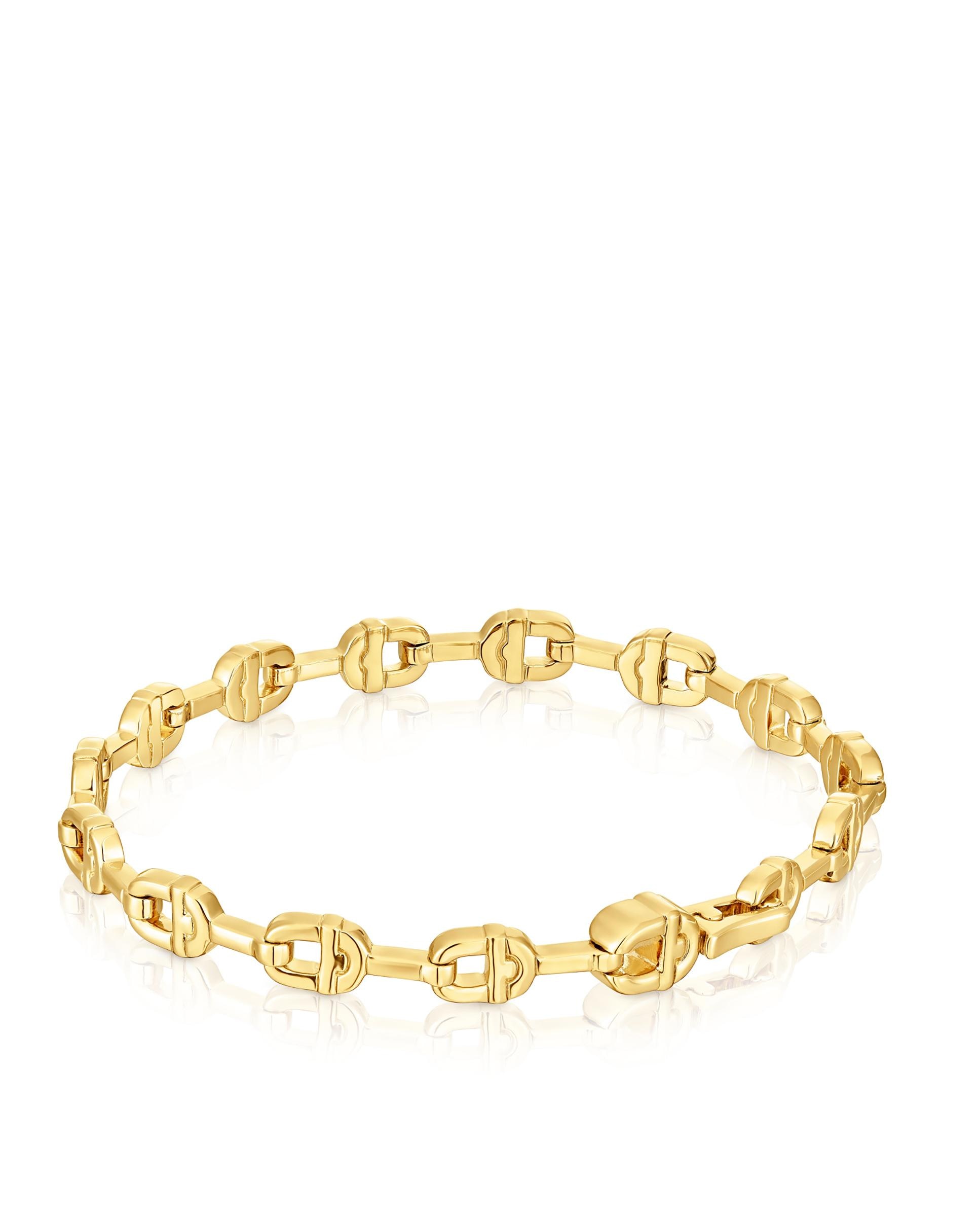 Pulseira de Corrente Manifesto com Logo Banho em Ouro 18 Kt Sobre Prata Dourado-2