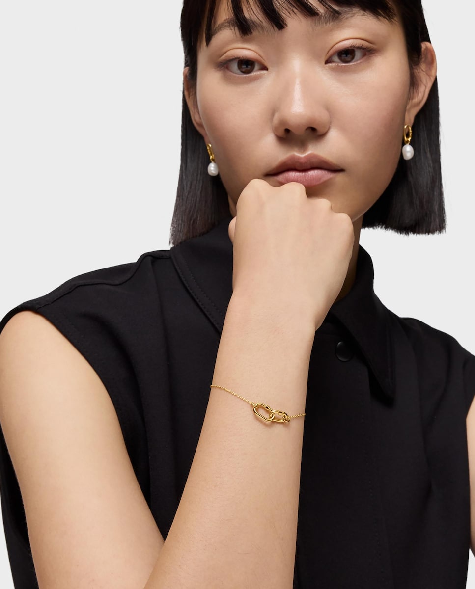 Pulsera Hold Oval cadena de oro doble Oro-4