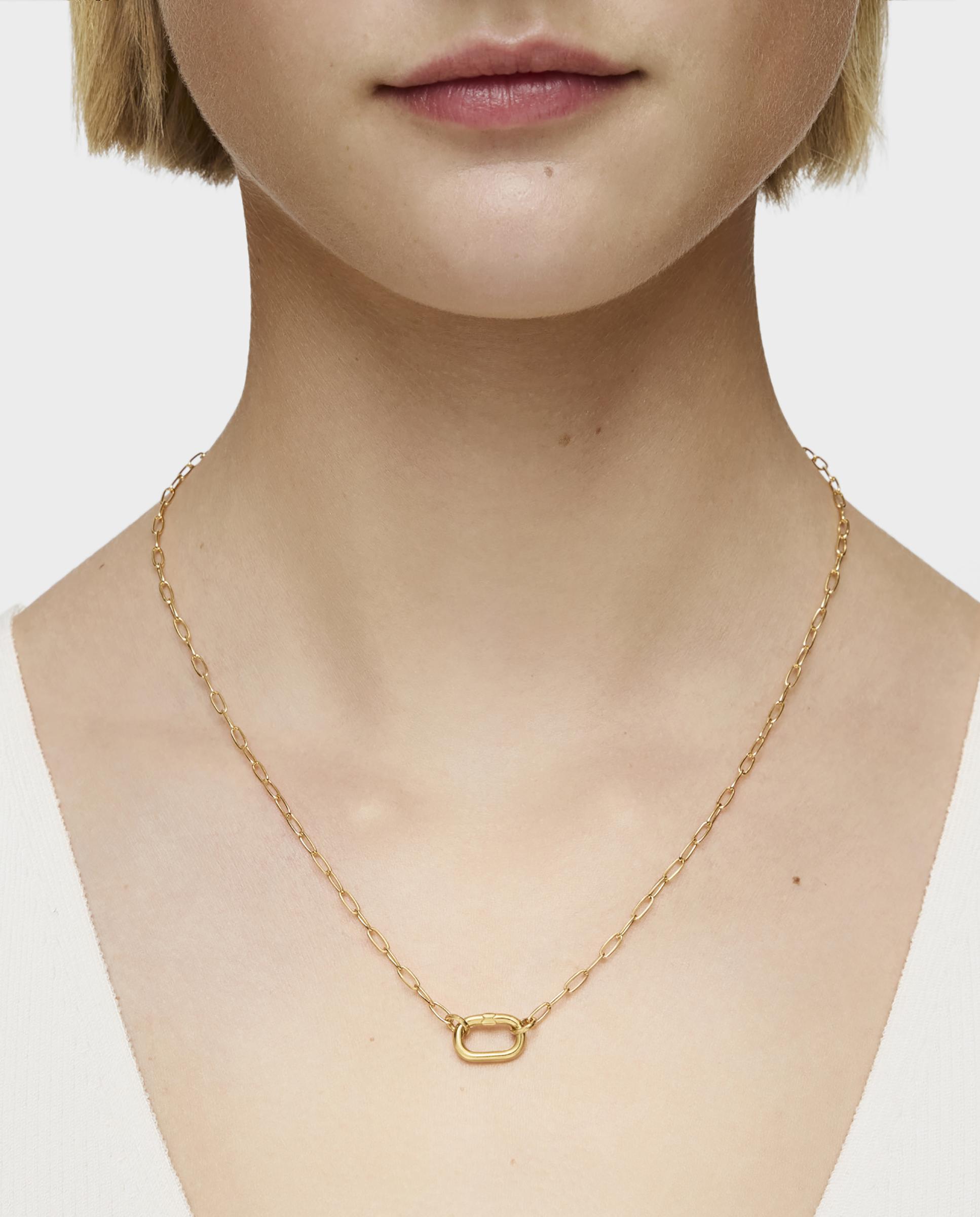 Colar Hold Oval Curto Banhado em Ouro 18 Kt Sobre Prata Dourado-5