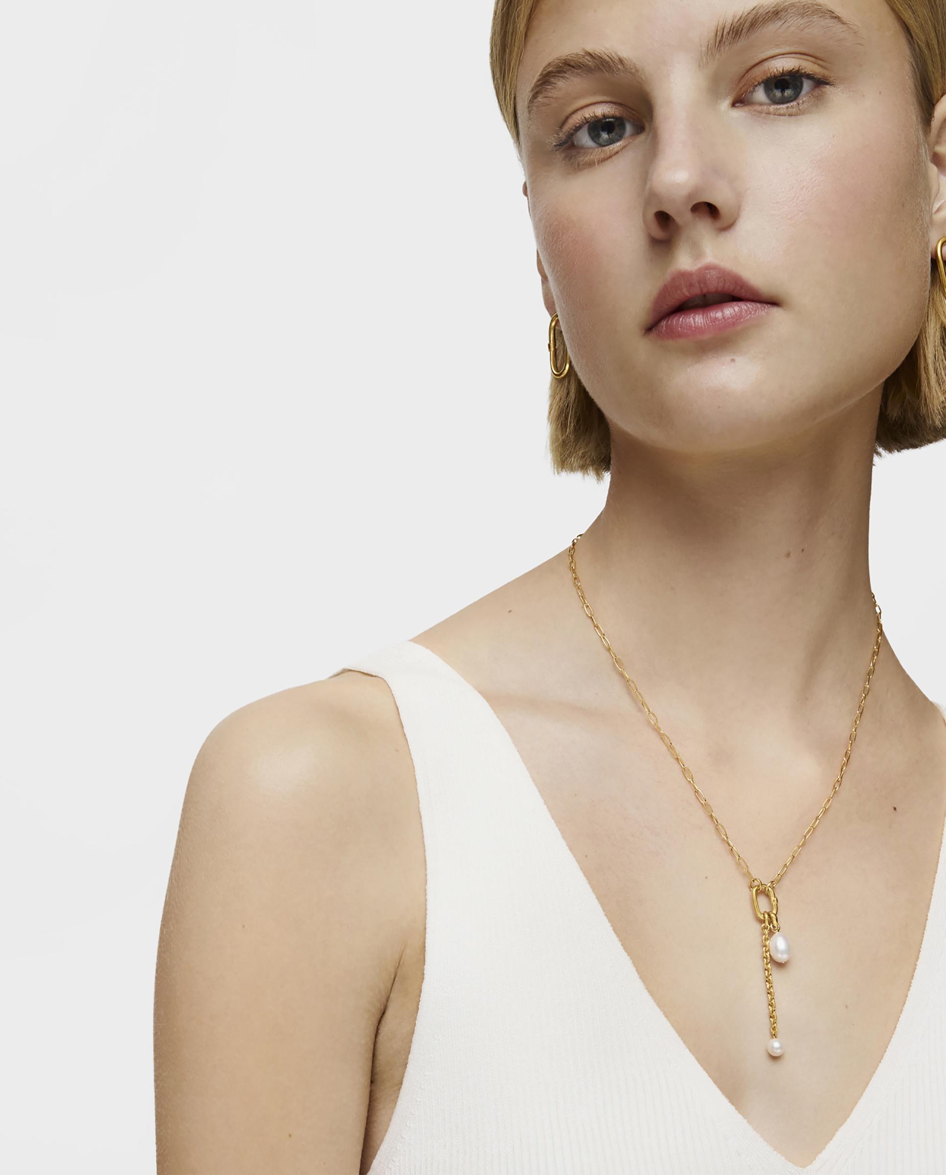 Colar Hold Oval Curto Banhado em Ouro 18 Kt Sobre Prata Dourado-6