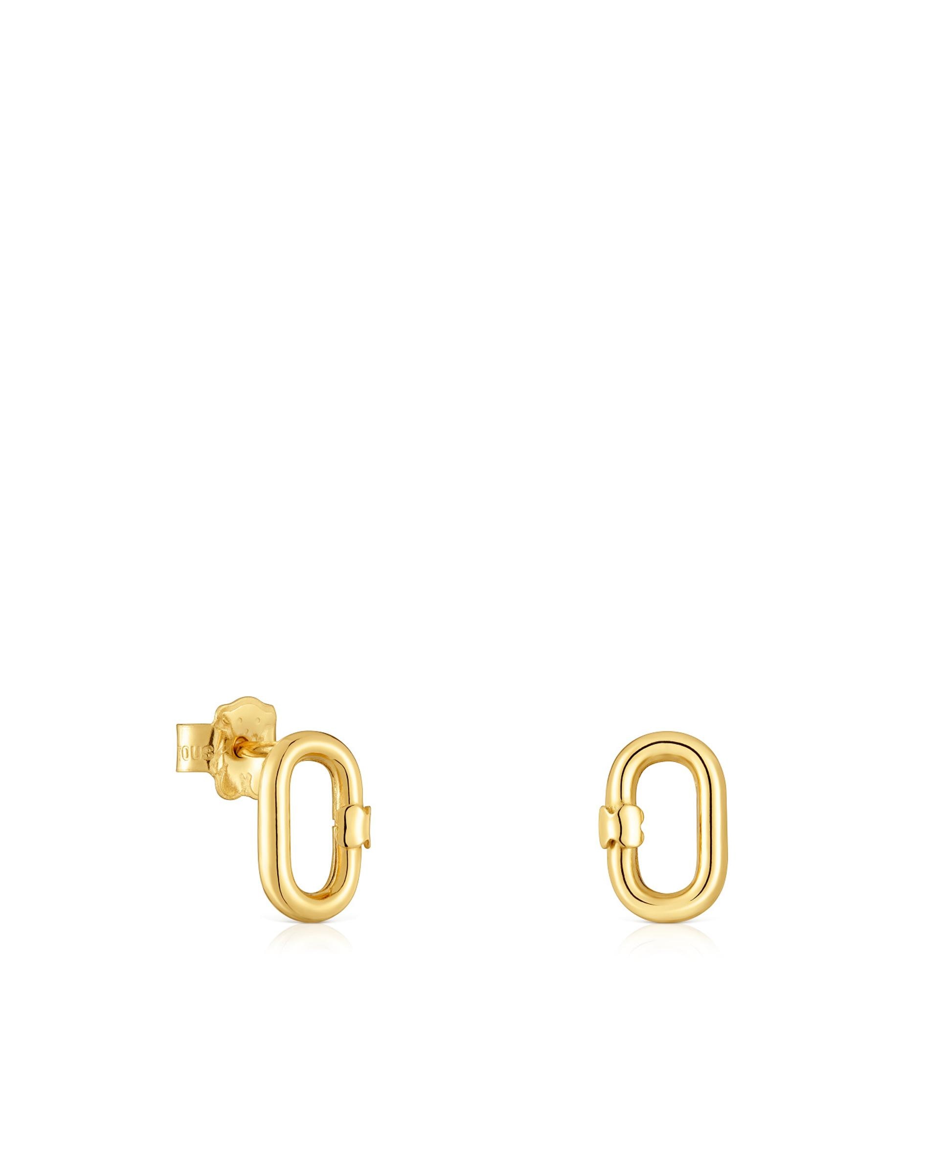 Brincos Hold Oval Pequenos de Ouro Dourado-1