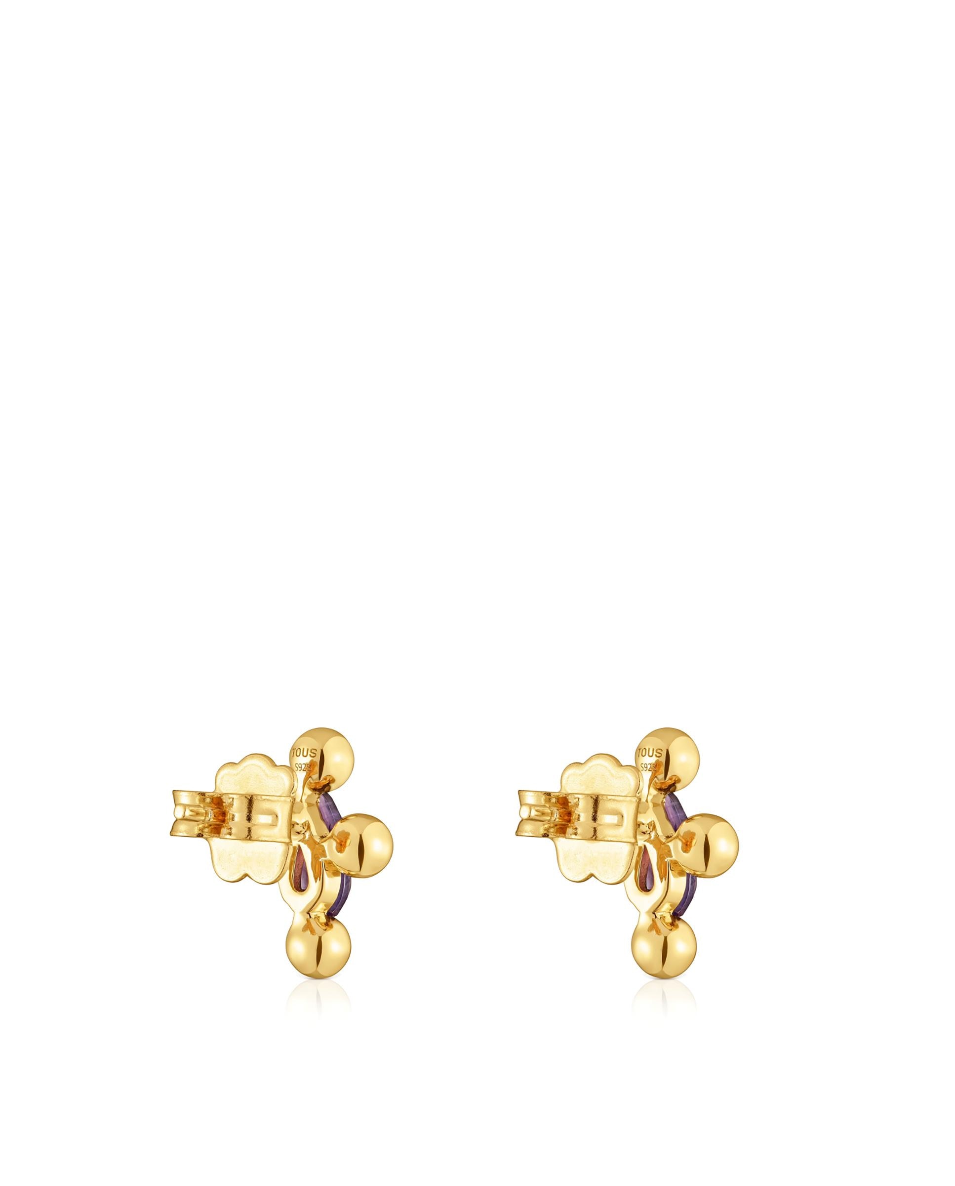 Brincos Sugar Party Banhados em Ouro 18 Kt Sobre Prata e Ametista Roxo-3