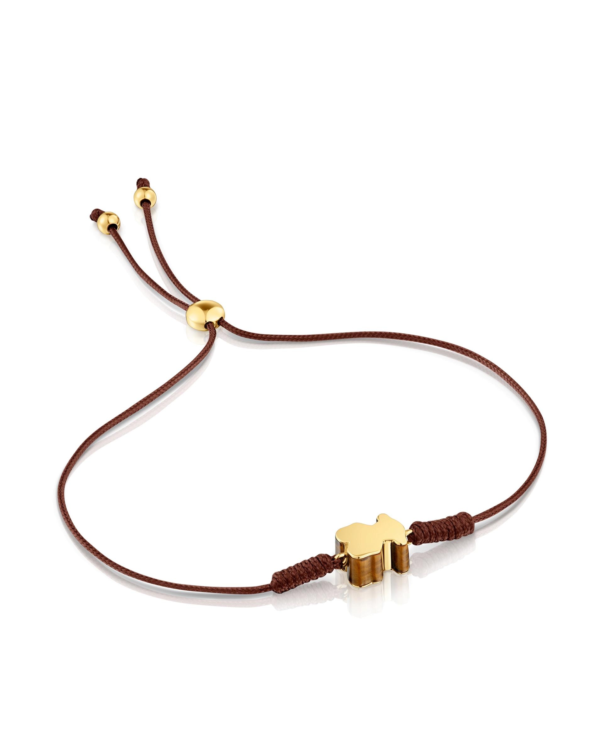 Pulseira Tous 1950 de Nylon com Motivo Urso de Ouro e Olho de Tigre Multicolor-1