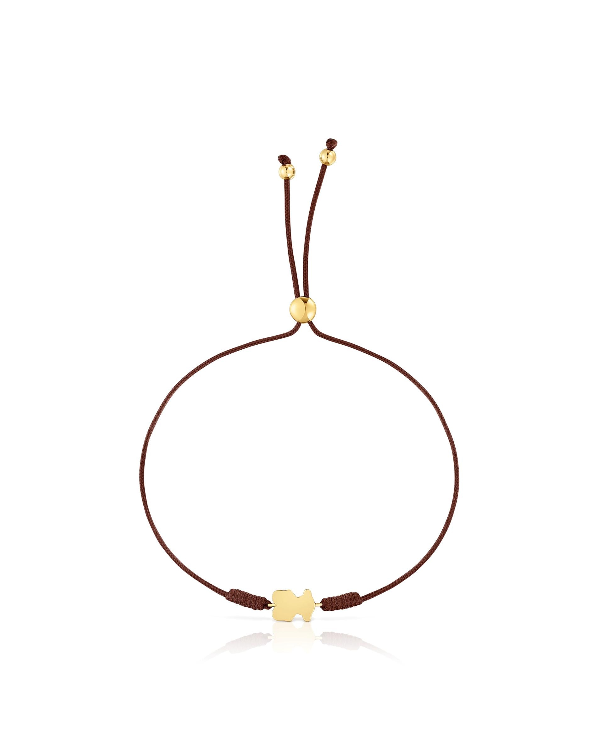 Pulseira Tous 1950 de Nylon com Motivo Urso de Ouro e Olho de Tigre Multicolor-2