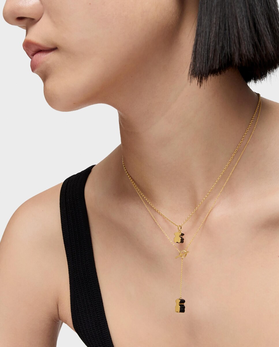 Mini Onix Tous Outlet Collares Short Silver Necklace With Onyx - Main Image