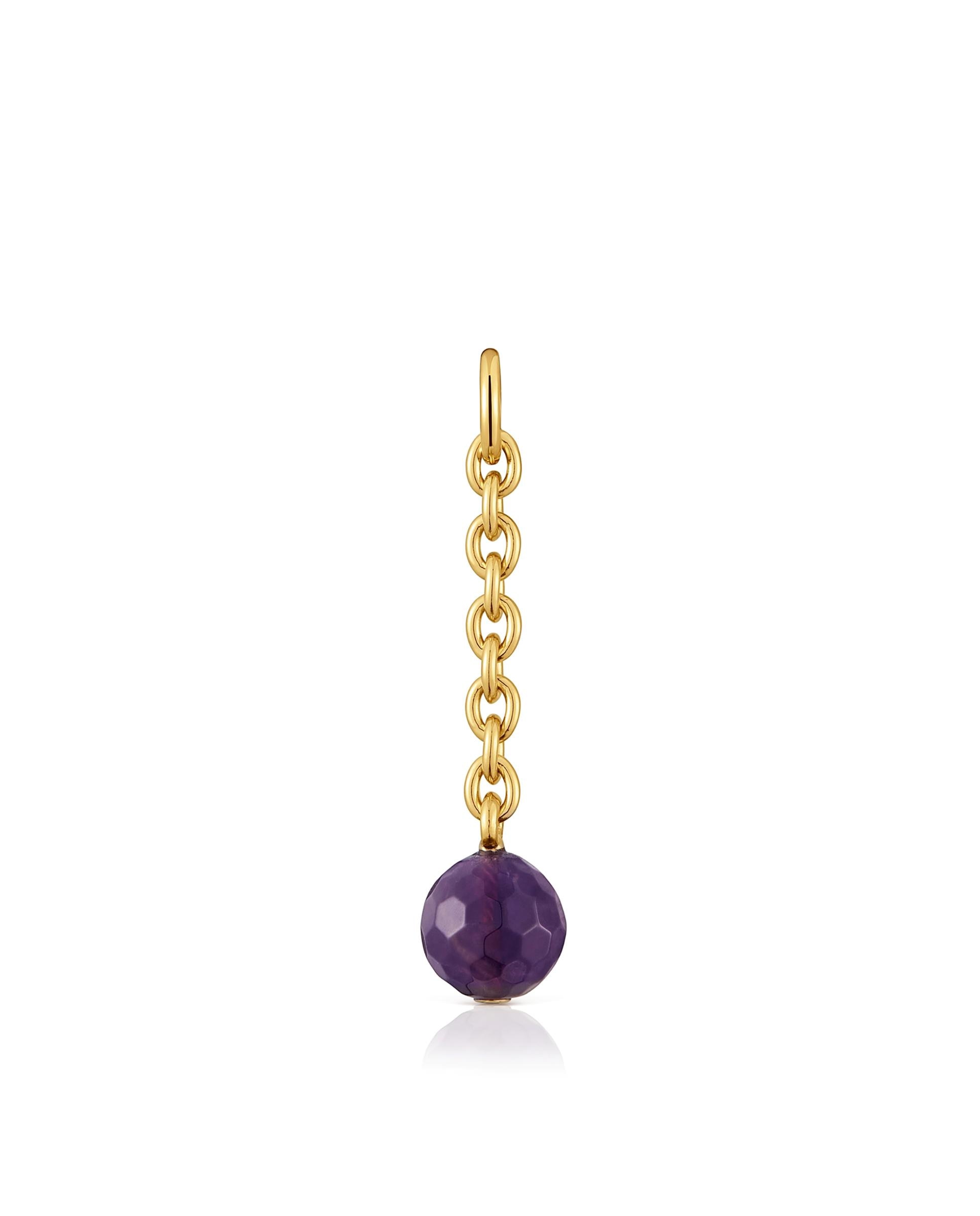 Pendente Hold Oval Banhado em Ouro 18 Kt Sobre Prata e Ametista Roxo-1