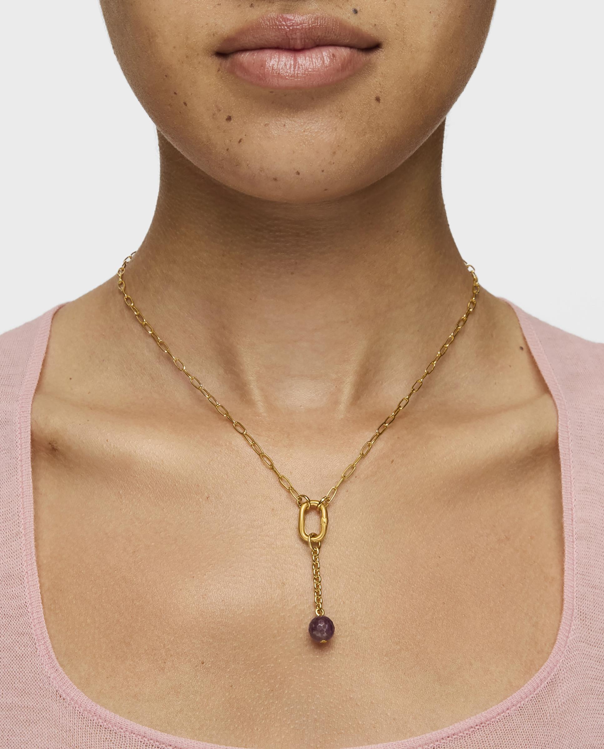 Pendente Hold Oval Banhado em Ouro 18 Kt Sobre Prata e Ametista Roxo-4