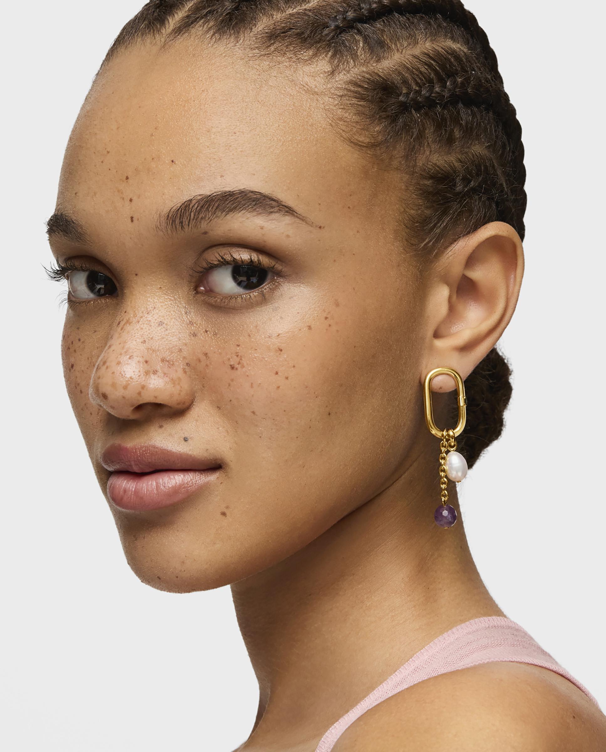 Pendente Hold Oval Banhado em Ouro 18 Kt Sobre Prata e Ametista Roxo-5