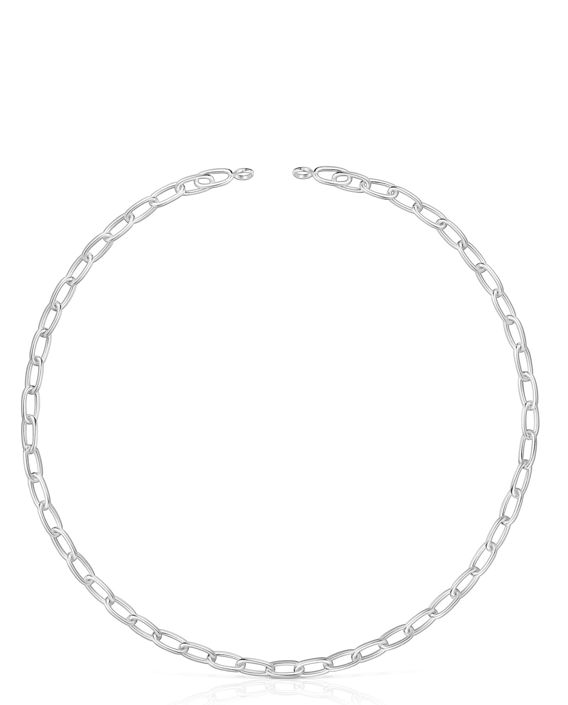Colar Hold Oval Curto Xl de Prata Prateado-1