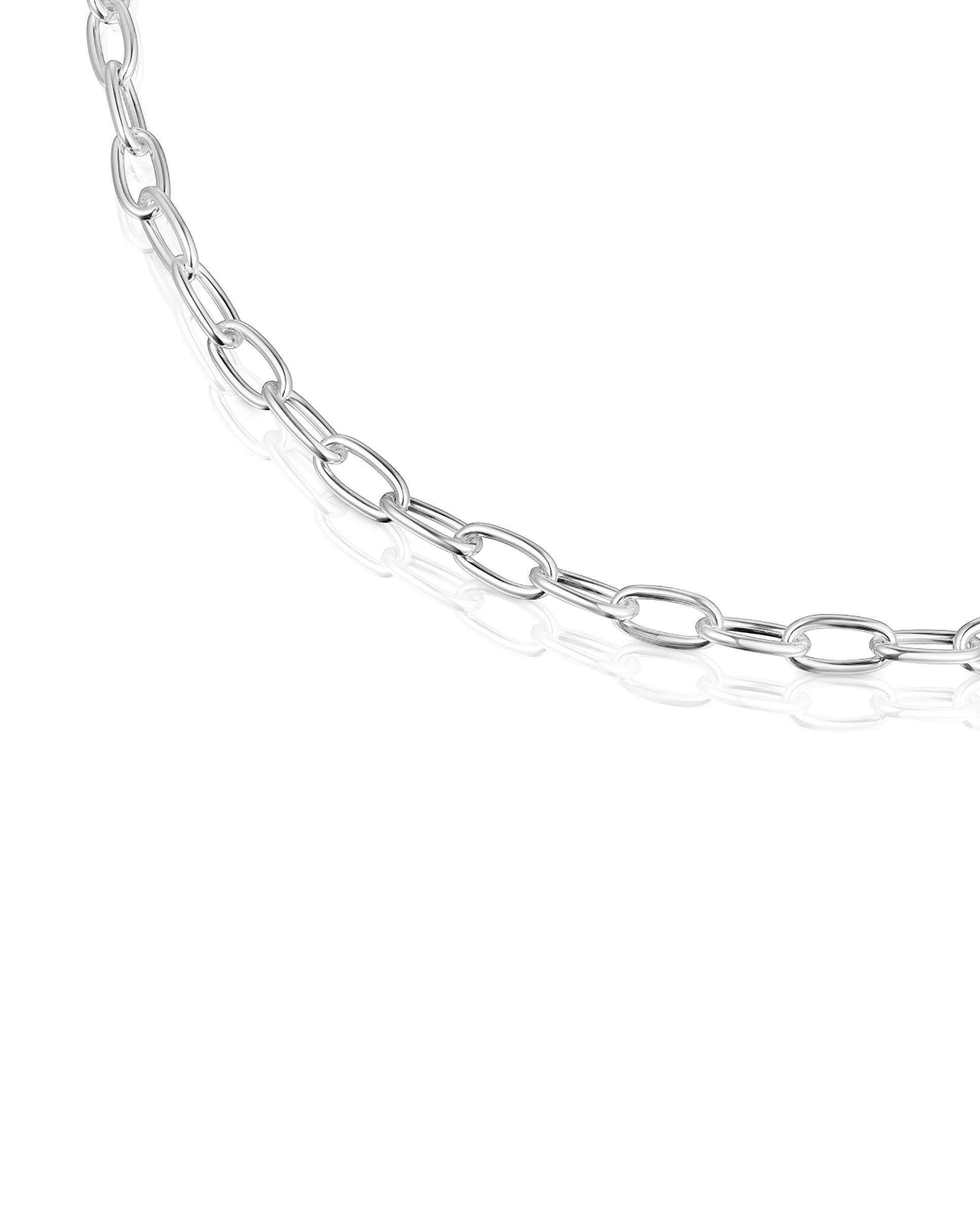 Colar Hold Oval Curto Xl de Prata Prateado-3