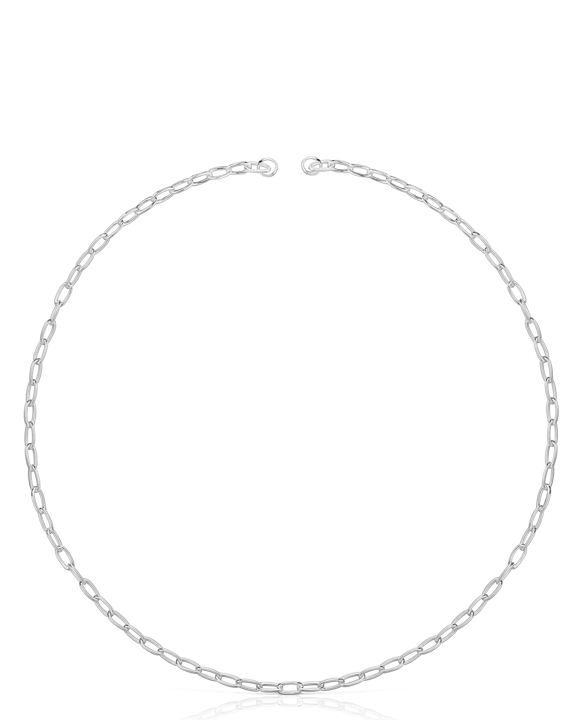 Colar Hold Oval Curto de Prata Prateado-1
