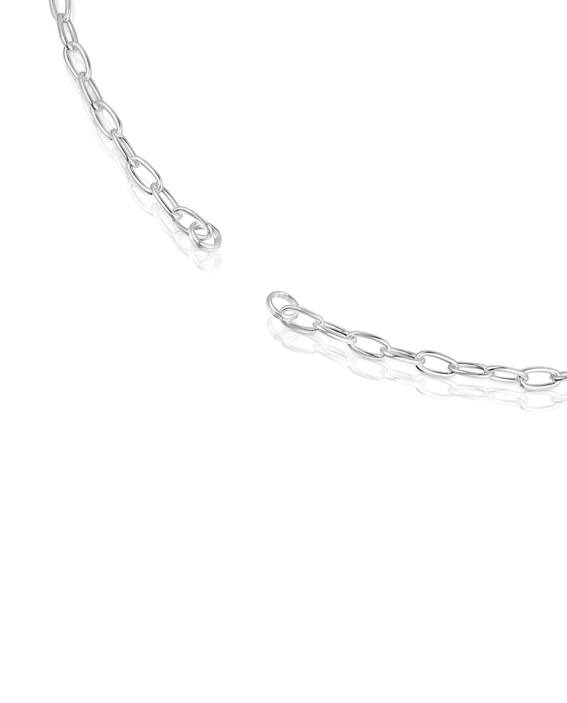 Colar Hold Oval Curto de Prata Prateado-2