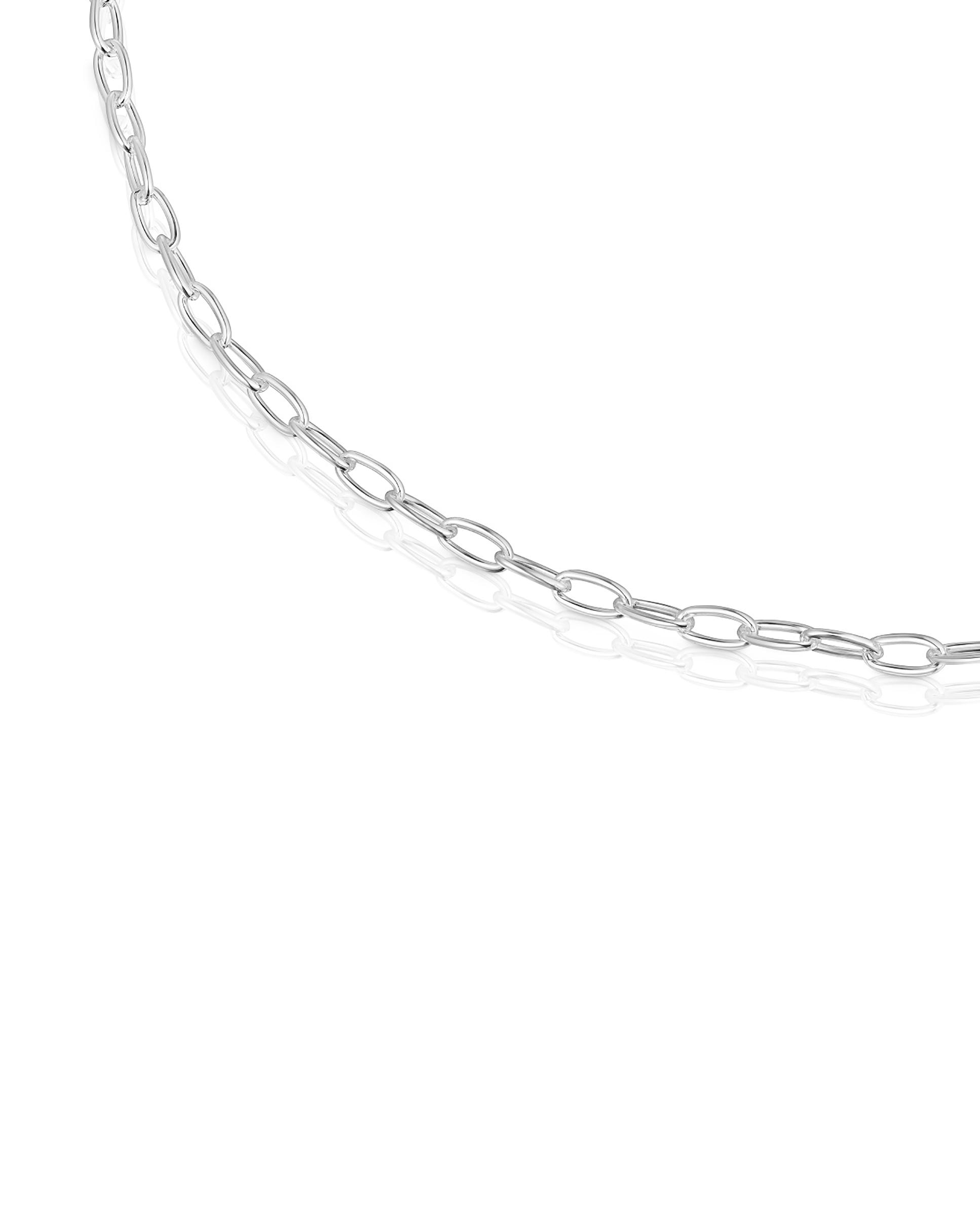 Colar Hold Oval Curto de Prata Prateado-3