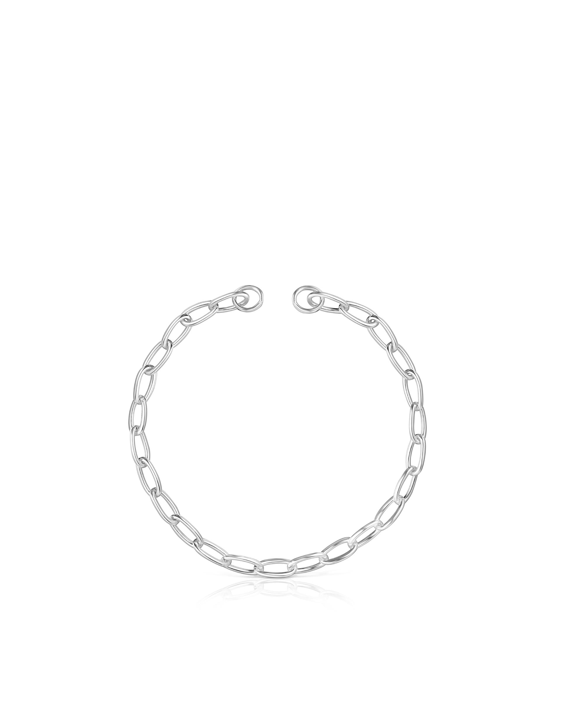 Pulseira de Corrente Hold Oval de Prata Prateado-2