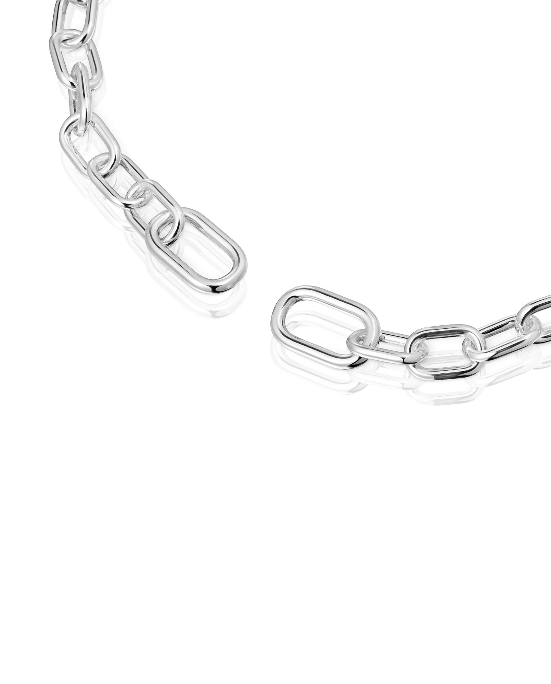 Colar Hold Oval Curto Xxl de Prata Prateado-2