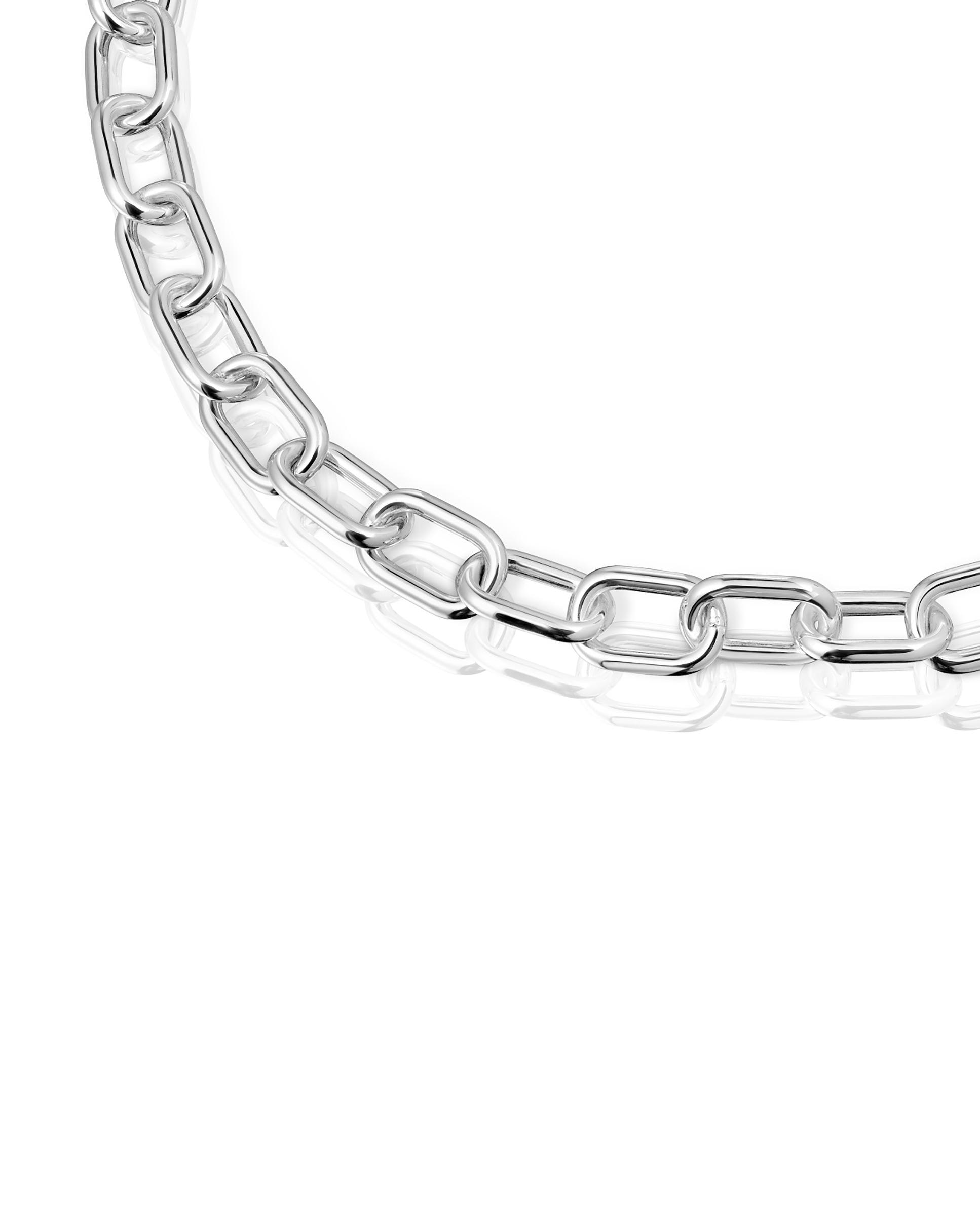 Colar Hold Oval Curto Xxl de Prata Prateado-3