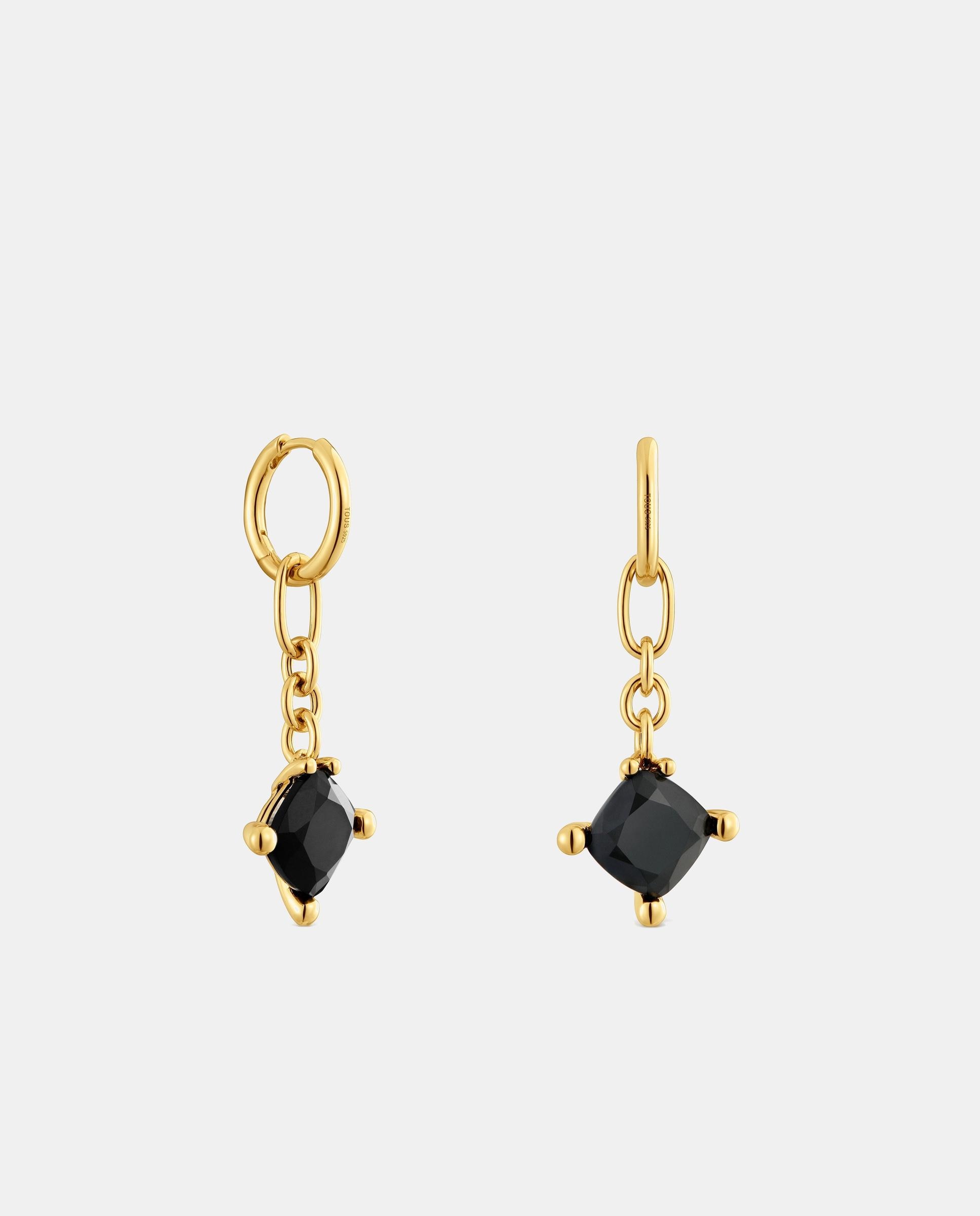 Pendientes de aro color black bañados en oro 18 kt sobre plata con ónix - Tous - Negro Negro-1