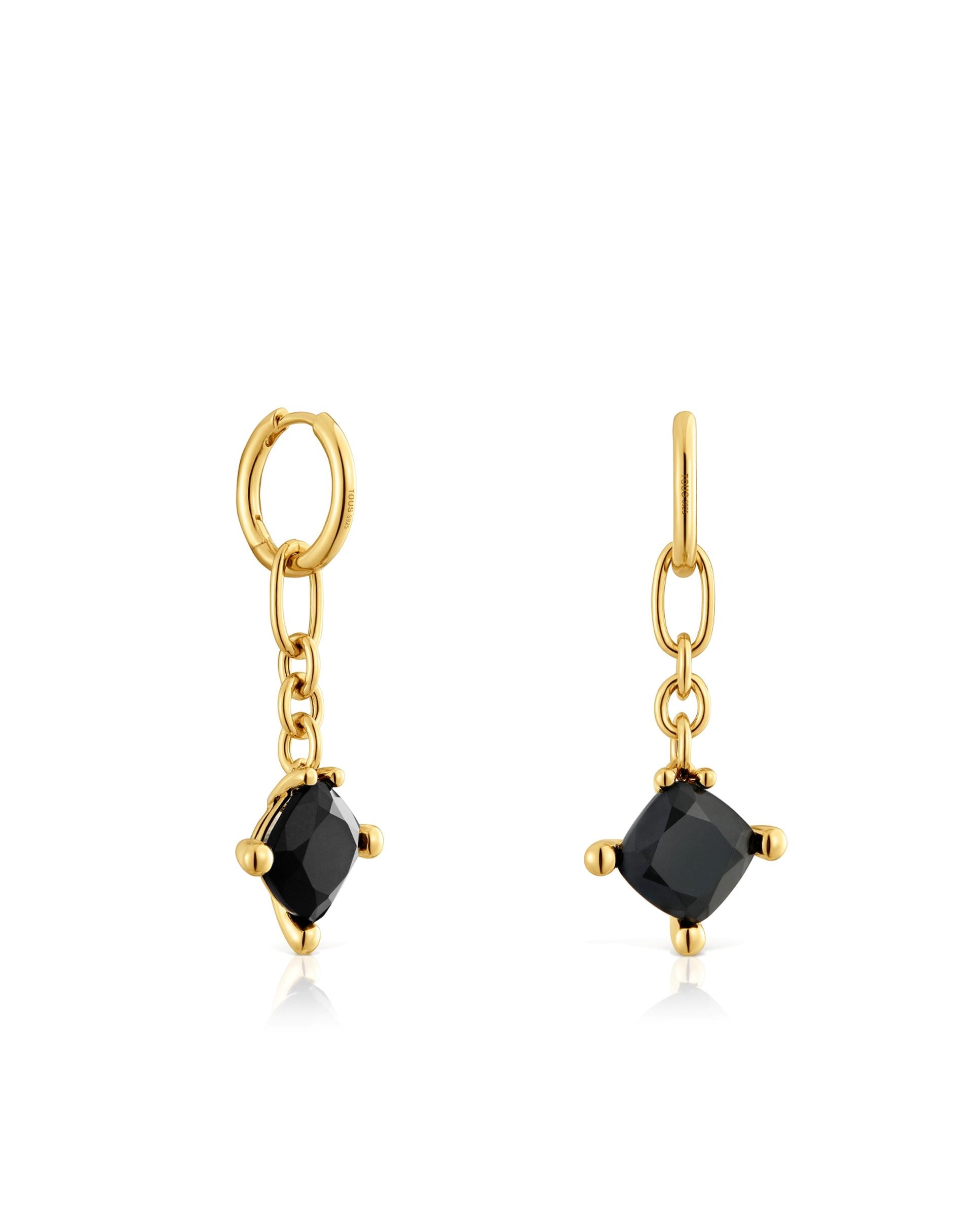 Pendientes de aro color black bañados en oro 18 kt sobre plata con ónix - Tous - Negro Negro-2